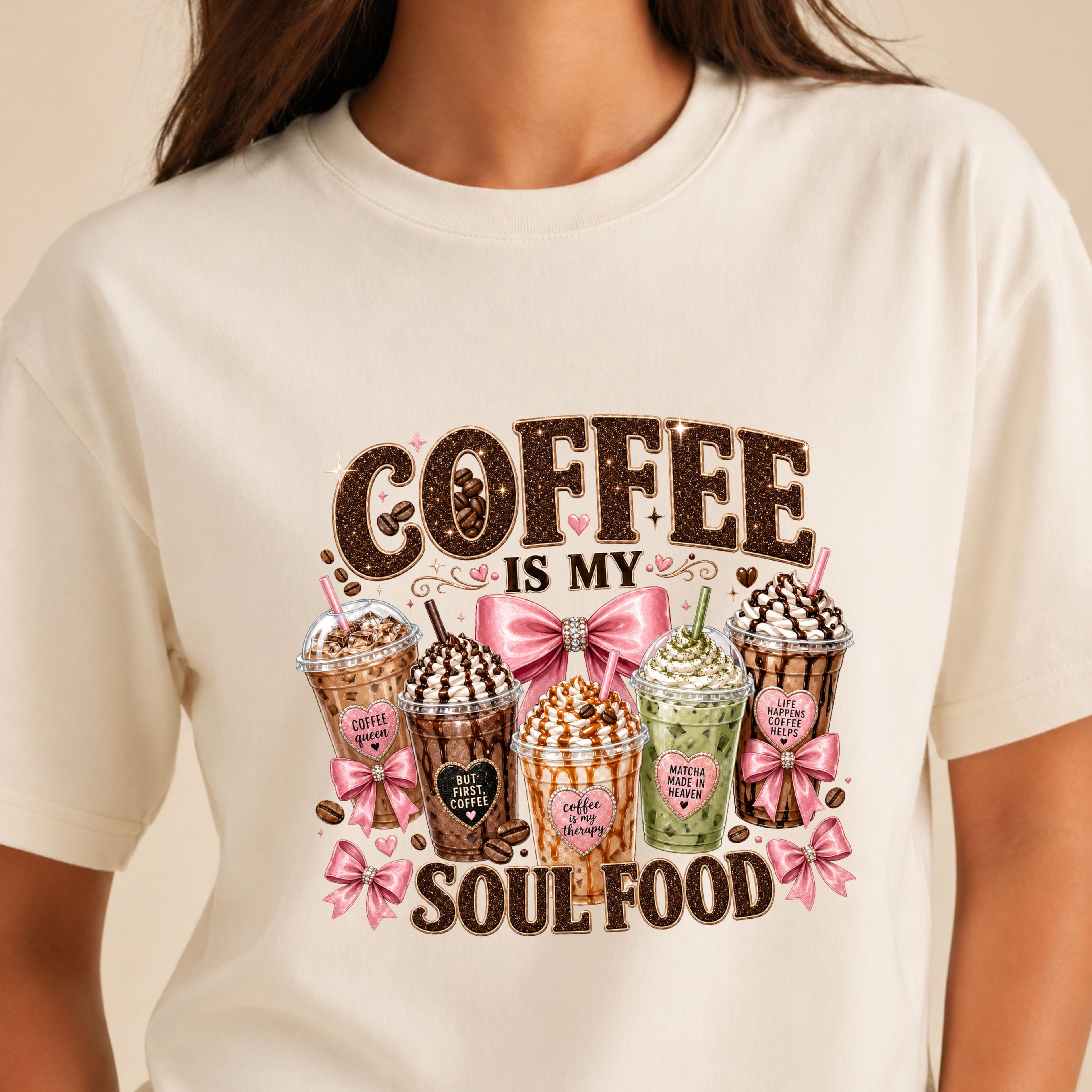 Coffee Is My Soul Food T-Shirt — Cute Dessert Latte Graphic Tee