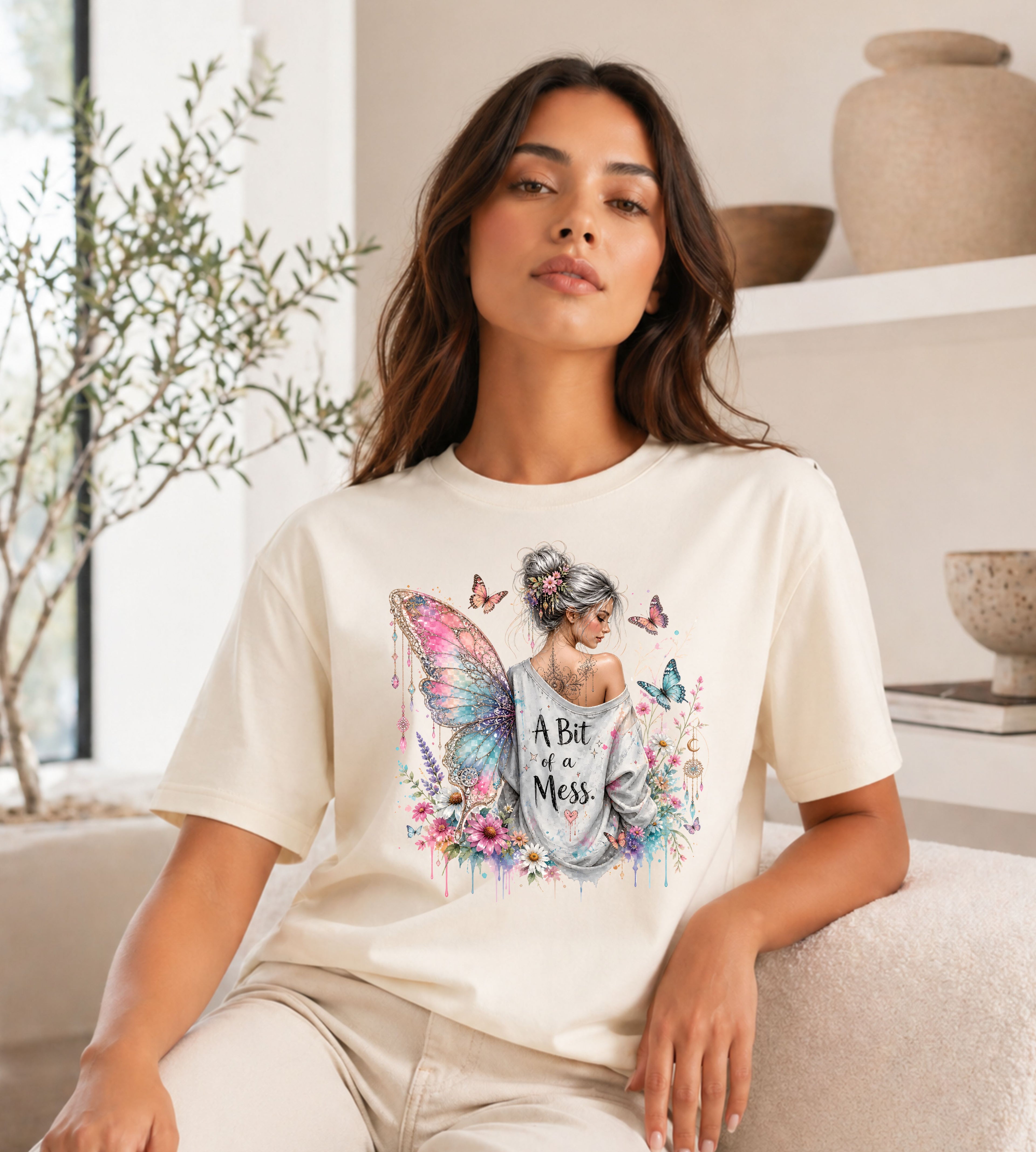 Butterfly Fairy T-Shirt — 'A Bit of a Mess' Floral Boho Tee