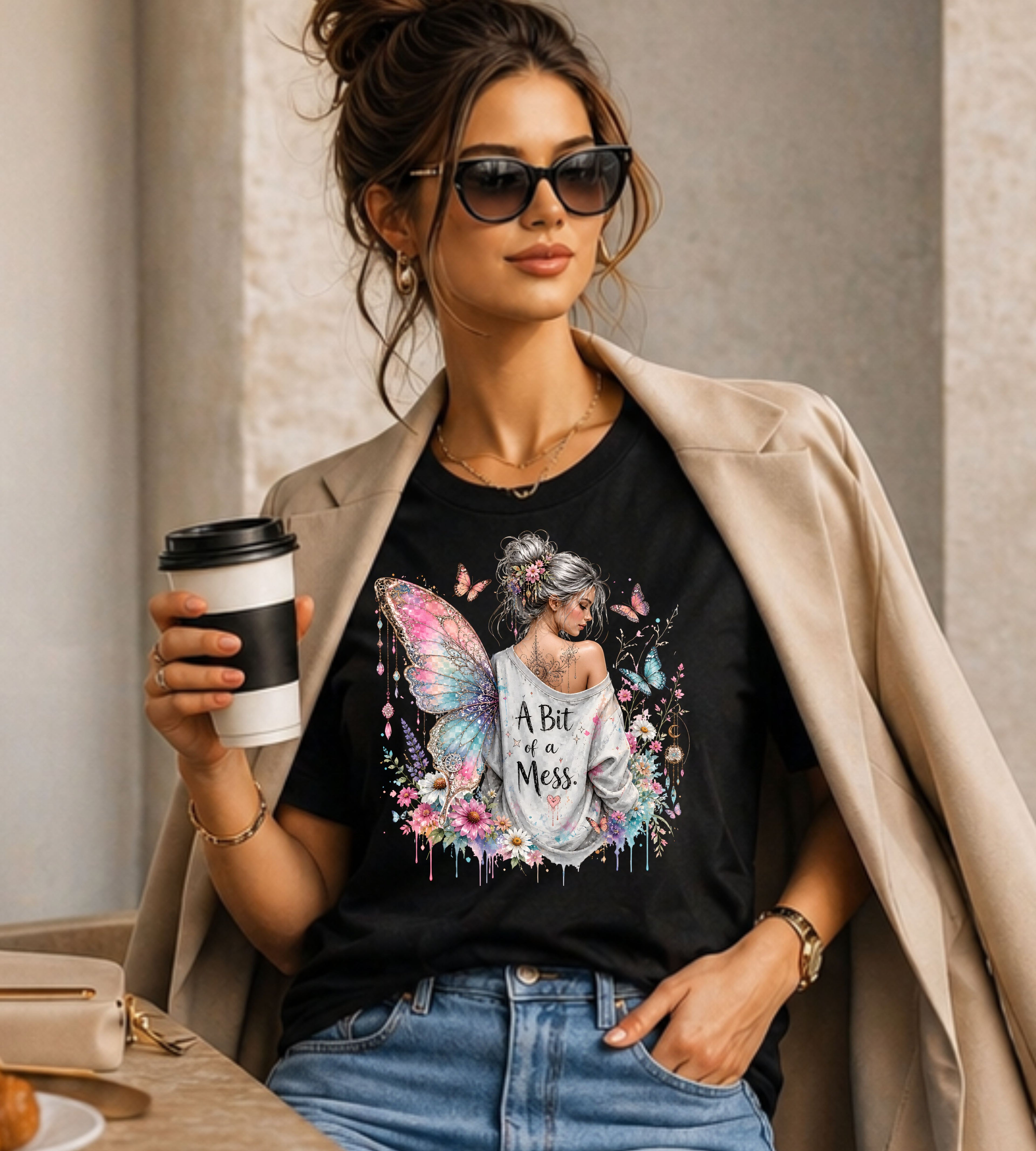 Butterfly Fairy T-Shirt — 'A Bit of a Mess' Floral Boho Tee