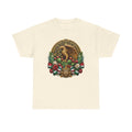Aztec Eagle Crest T-Shirt — Mexican Heritage Calendar & Floral Graphic Tee