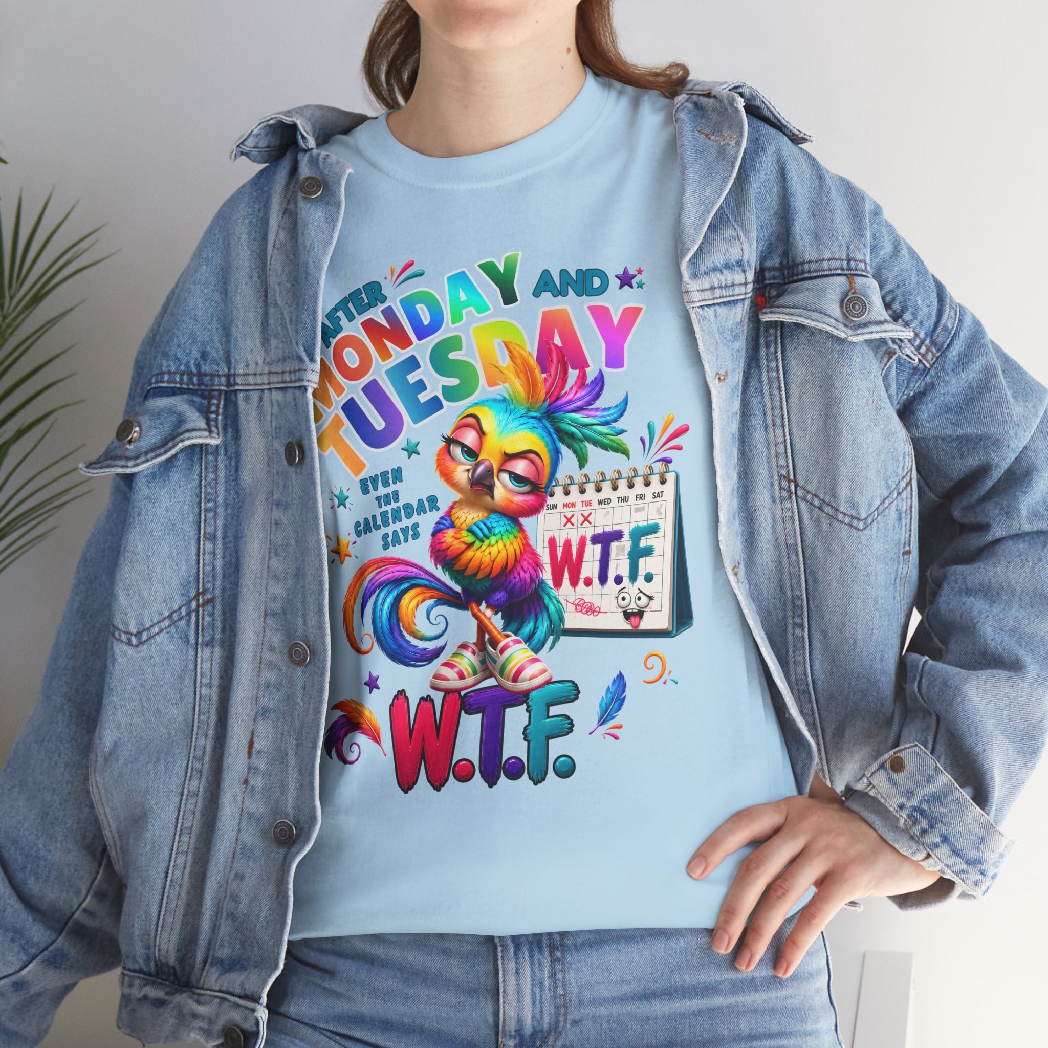 Monday and Tuesday WTF T‑Shirt — Funny Rainbow Sloth Graphic Tee