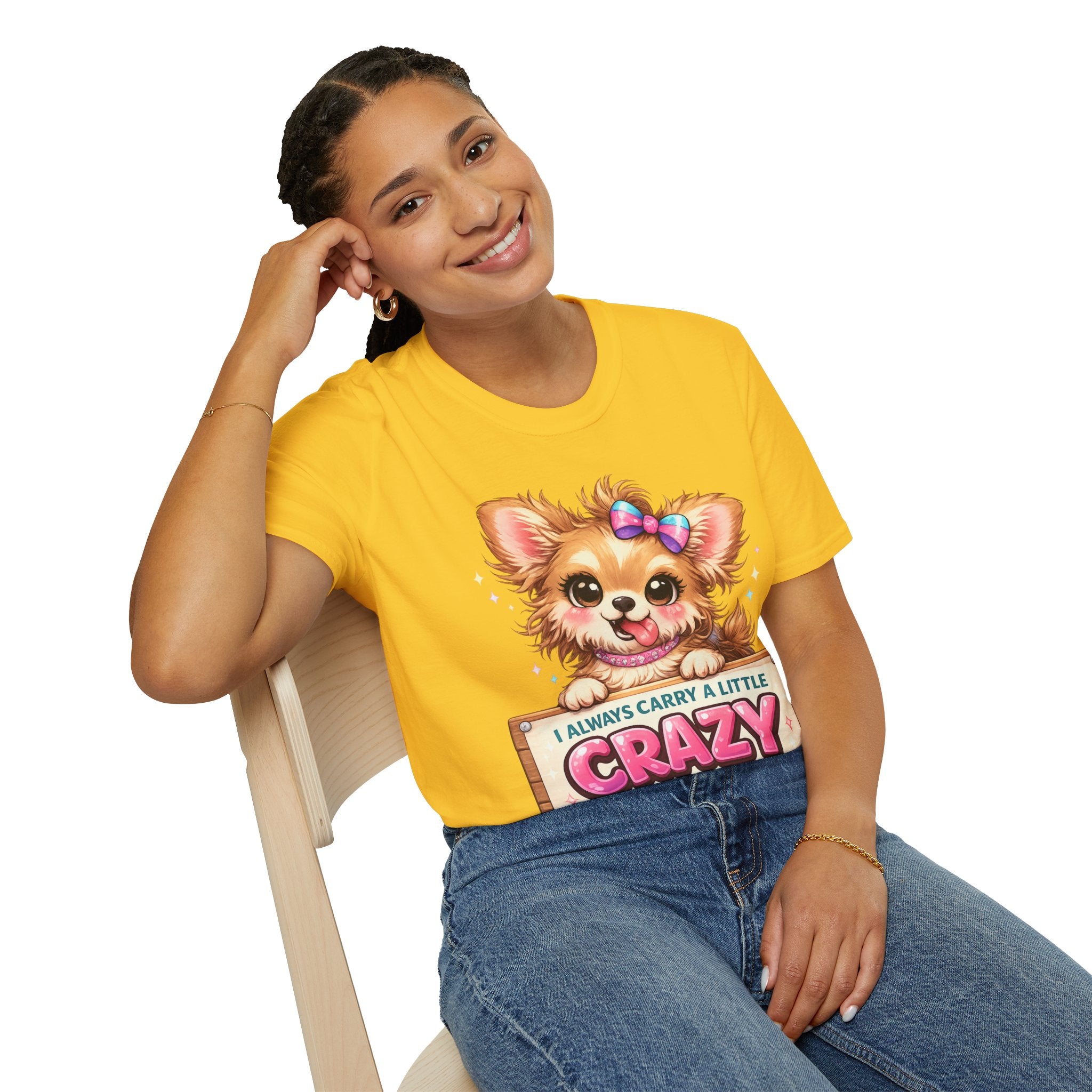 Funny Crazy Dog T-Shirt – Cute Chaos Shirt – Gift for Women Dog Lovers Unisex Softstyle T-Shirt