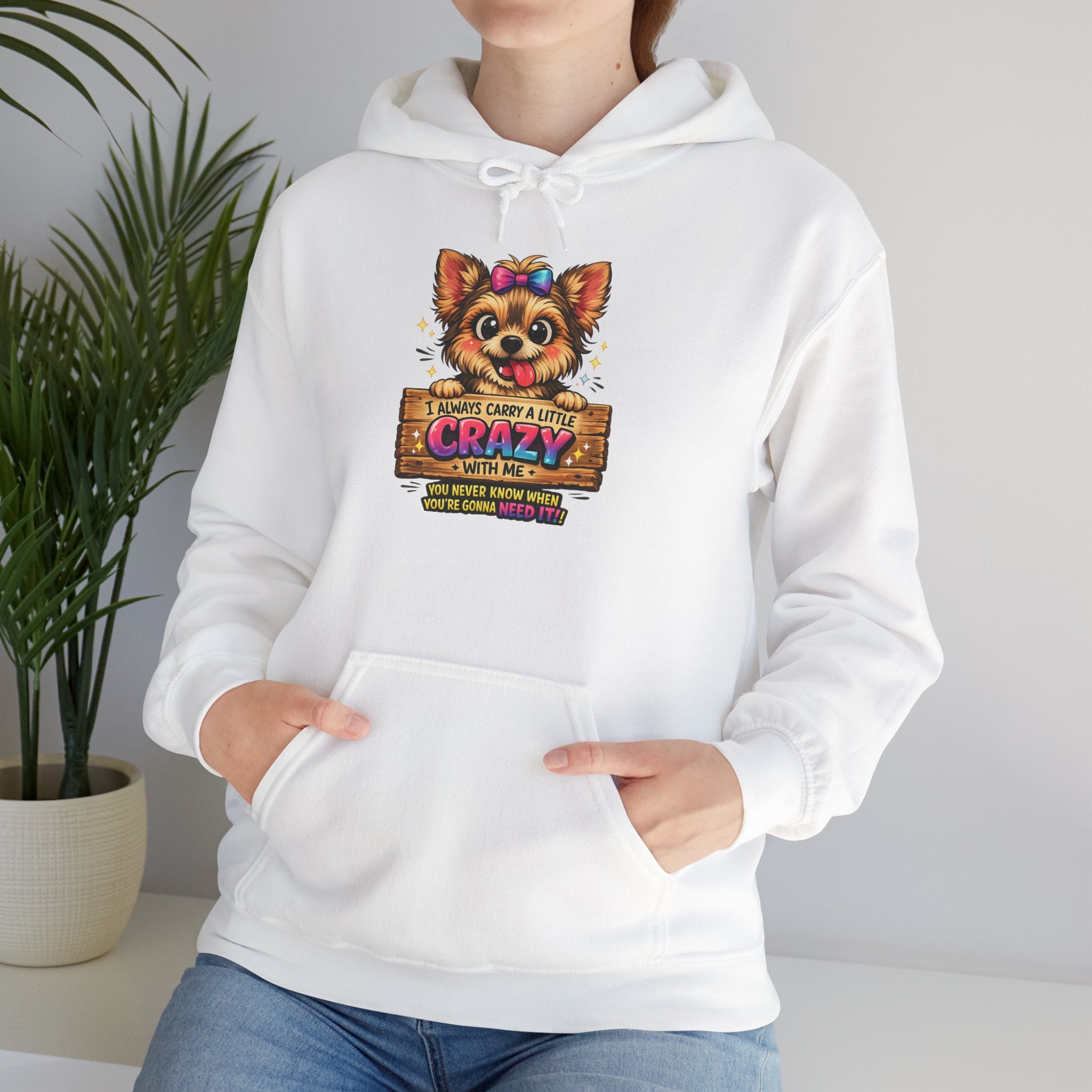 Dog Mom Hoodie — "Crazy Dog Lady" Cute Yorkie Graphic Pullover