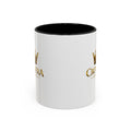 CrownNera Logo Accent Coffee Mug — 11/15oz White Mug with Black Handle & Inner