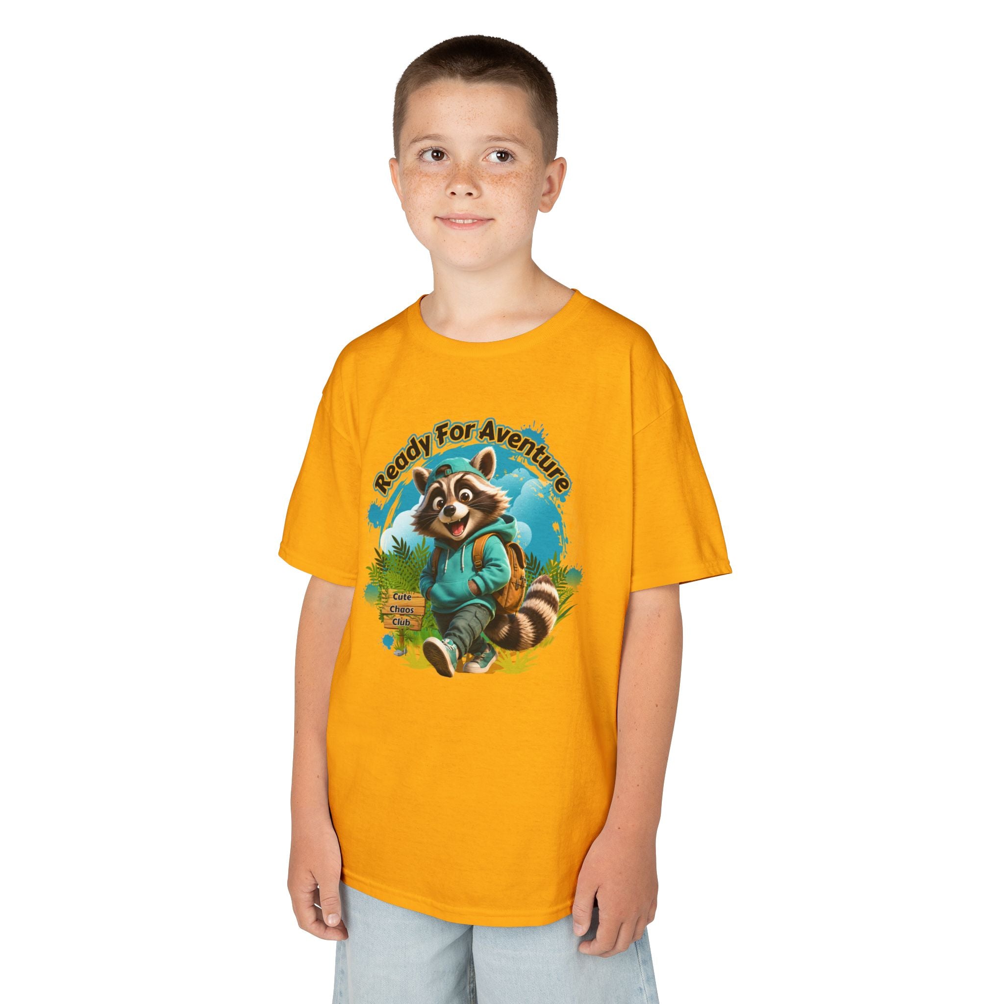 Kids Adventure Racoon T-Shirt — "Ready for Adventure" Cute Graphic Tee