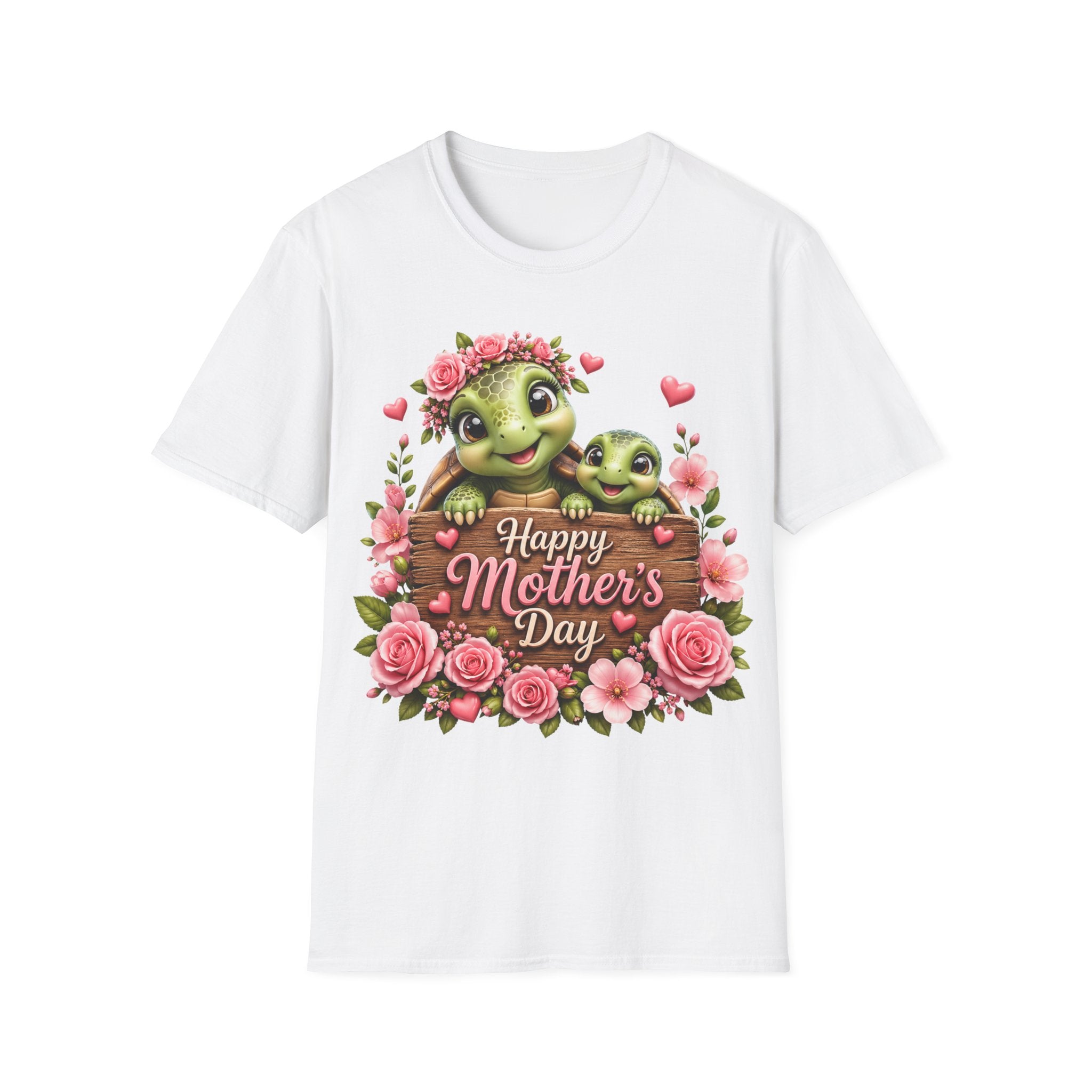 Mother’s Day Turtle T-Shirt — "Happy Mother’s Day" Floral Mom & Baby Design