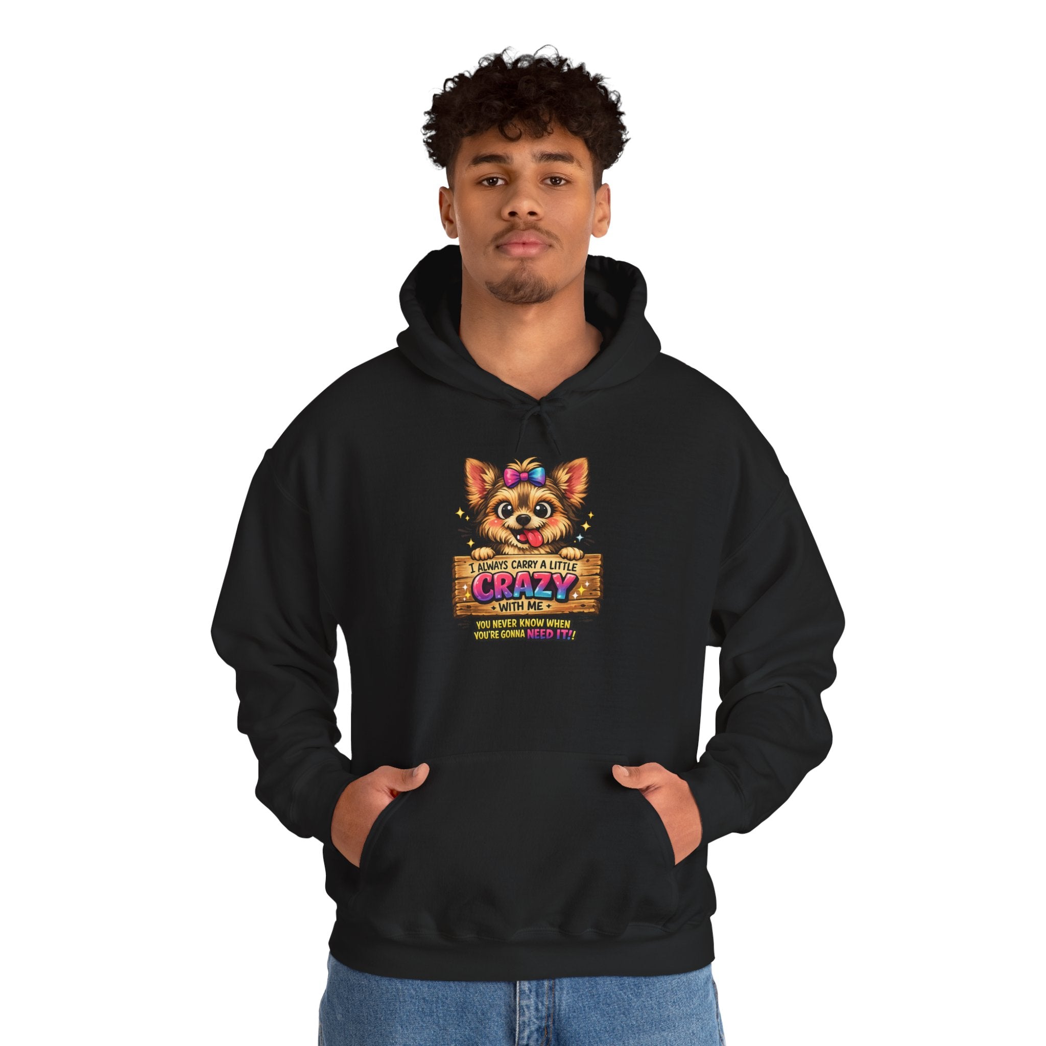 Dog Mom Hoodie — "Crazy Dog Lady" Cute Yorkie Graphic Pullover