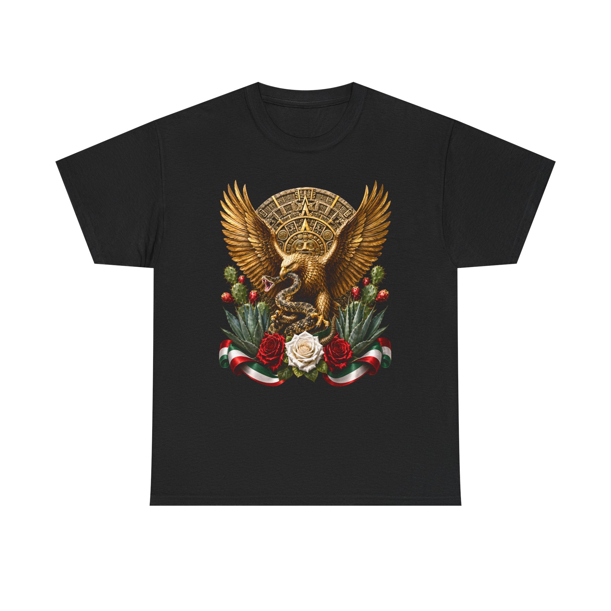 Mexican Golden Eagle T-Shirt | Playera Mexicana Águila Dorada y rosas