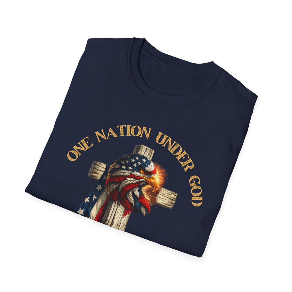 Patriotic Firefighter Flag T-Shirt — "One Nation Under God, Born Free"