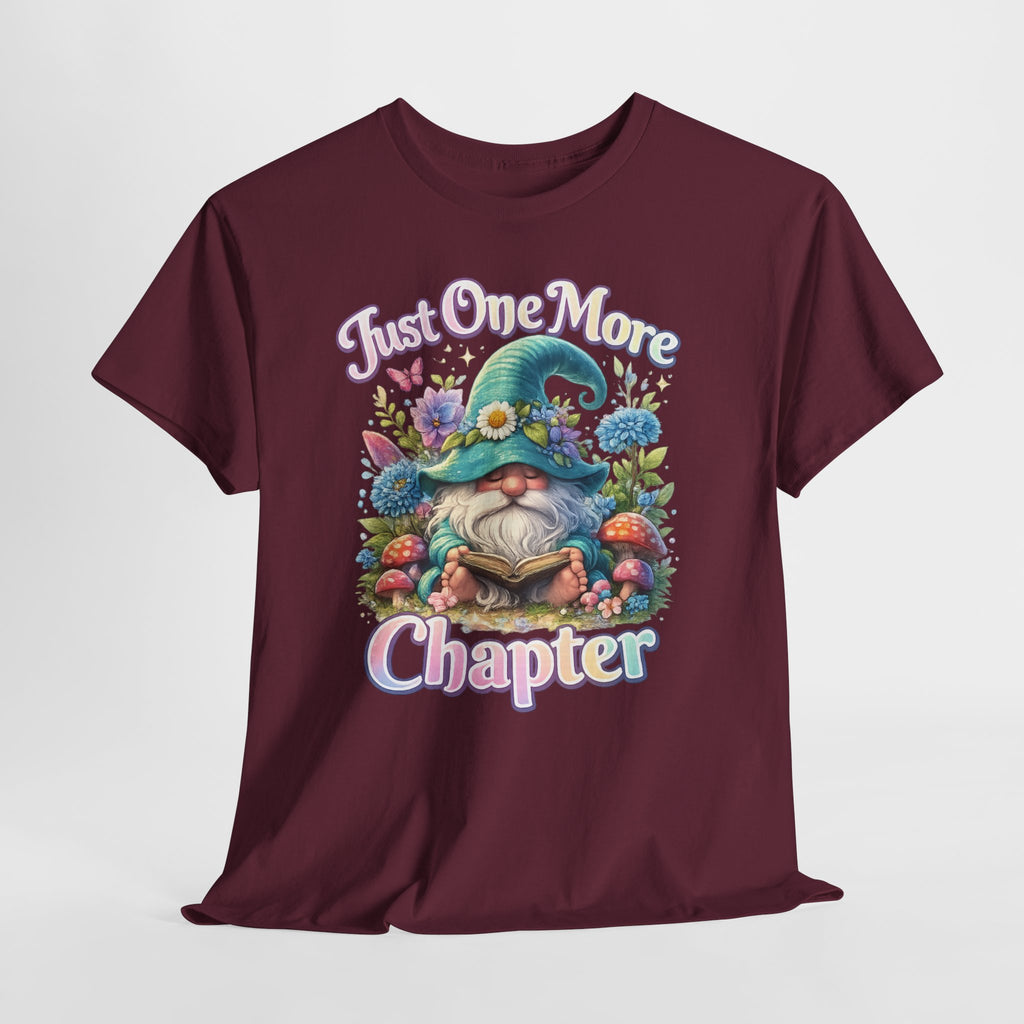 Just One More Chapter Shirt – Book Lover Gift, Cute Reading Gnome T-Shirt, Cozy Reader Tee, Bibliophile Gift, Teacher Gift