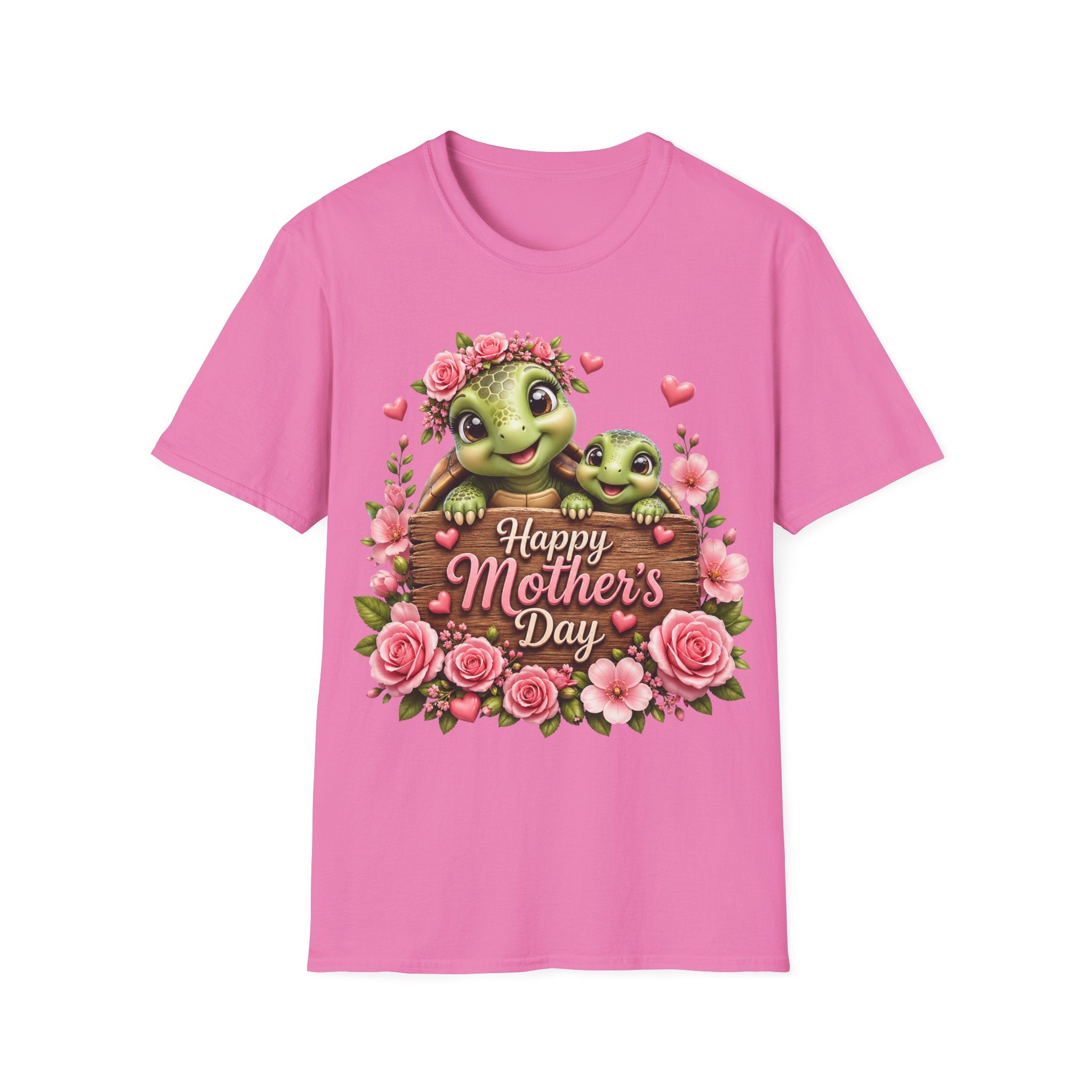 Mother’s Day Turtle T-Shirt — "Happy Mother’s Day" Floral Mom & Baby Design