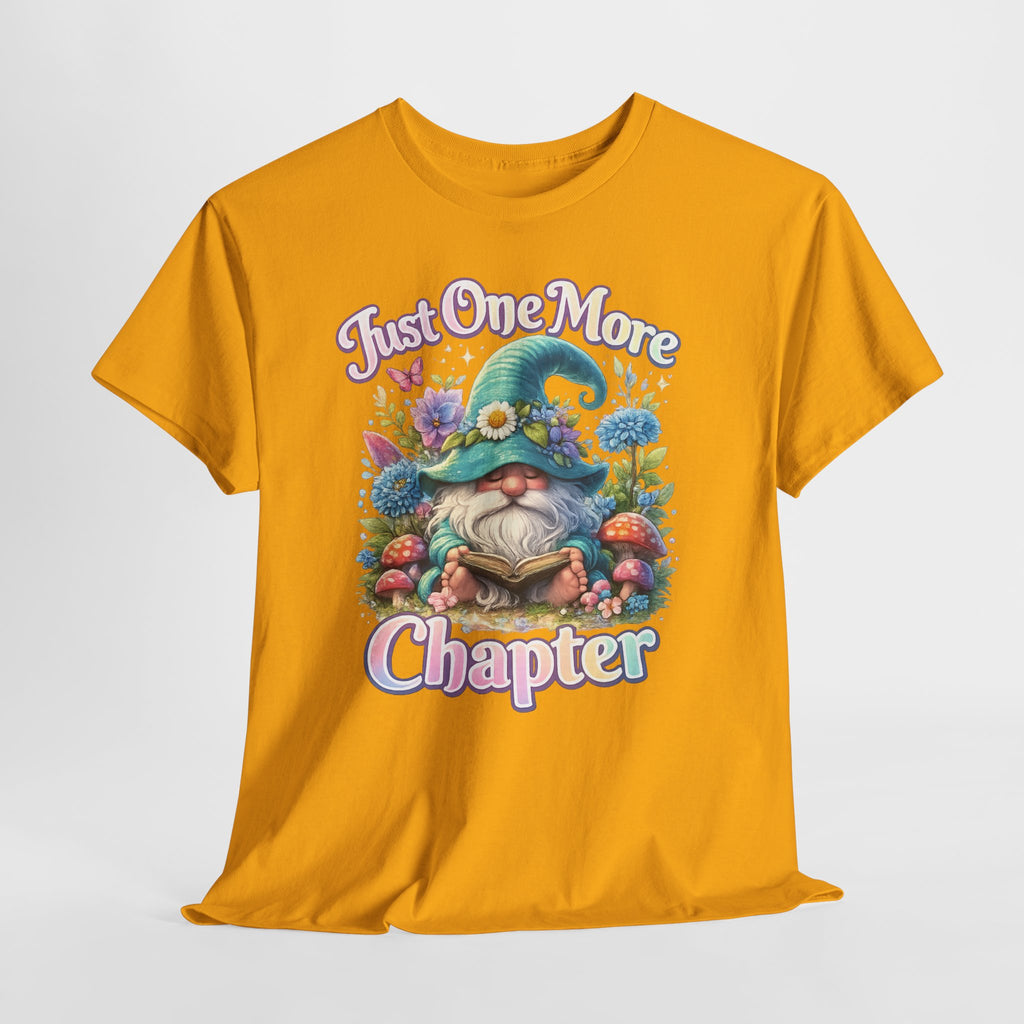 Just One More Chapter Shirt – Book Lover Gift, Cute Reading Gnome T-Shirt, Cozy Reader Tee, Bibliophile Gift, Teacher Gift