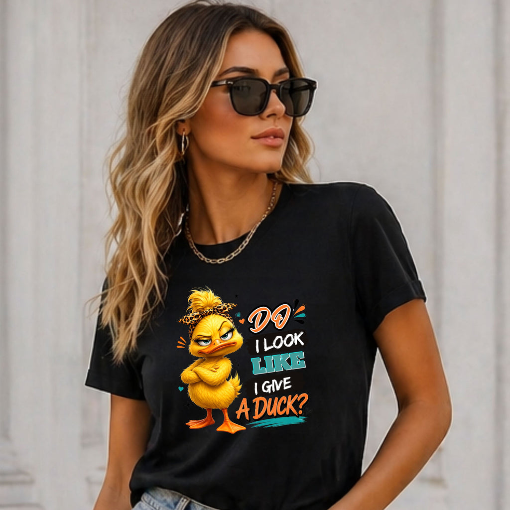 T-Shirt — "Do I Look Like I Give A Duck?" Funny Cute Angry Duck Graphic Tee