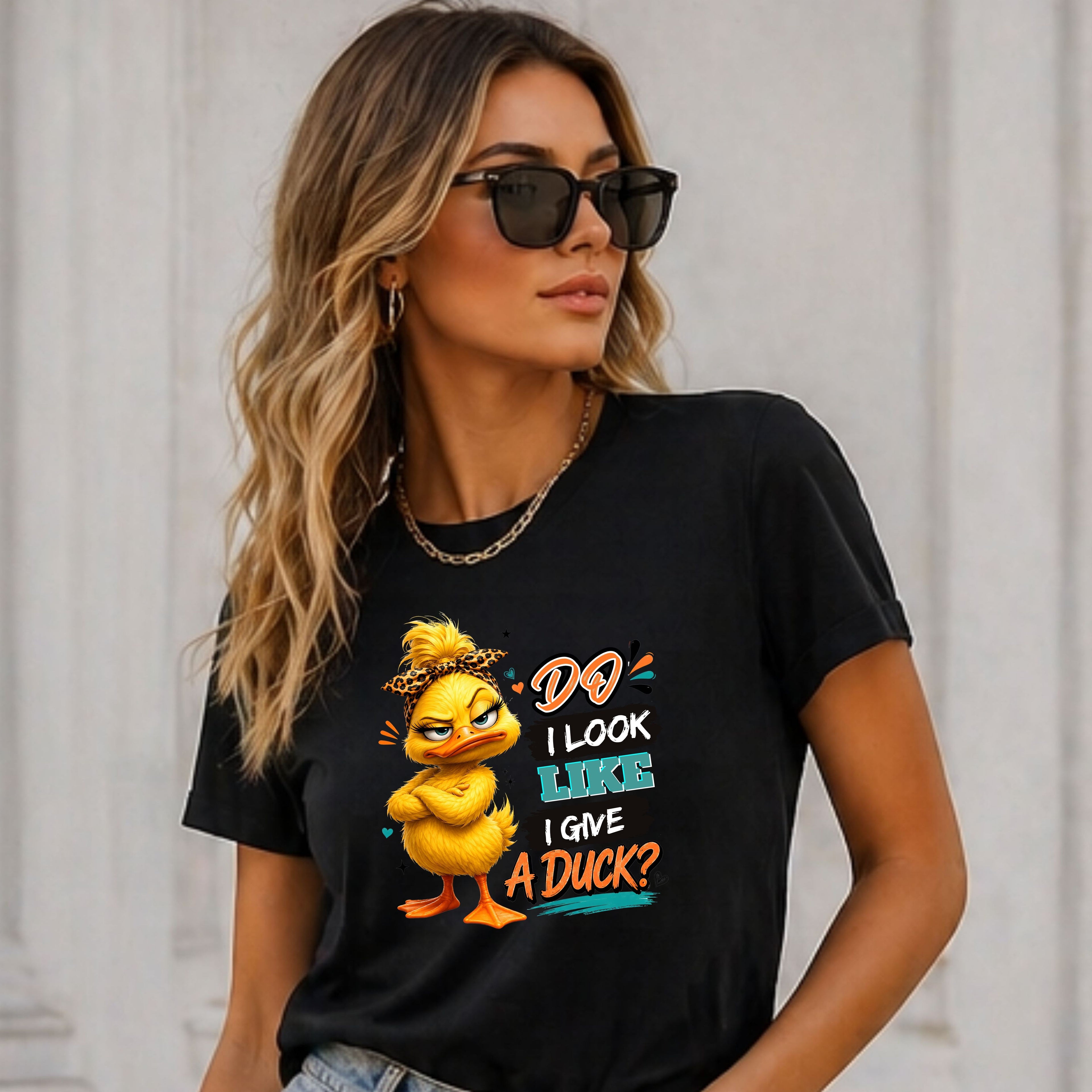 T-Shirt — "Do I Look Like I Give A Duck?" Funny Cute Angry Duck Graphic Tee