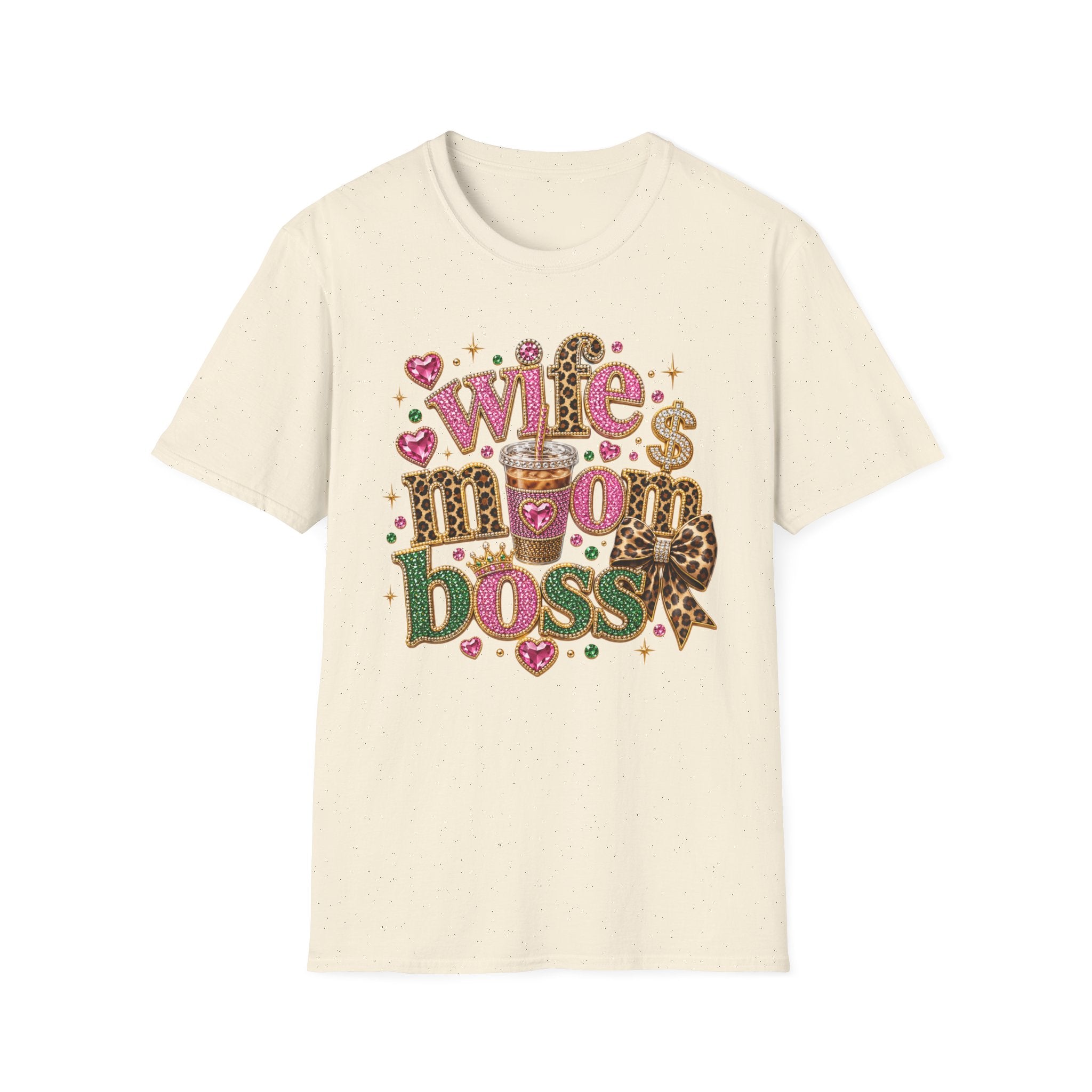 Wife Mom Boss Graphic T-Shirt — Leopard & Glitter Mom Life Tee