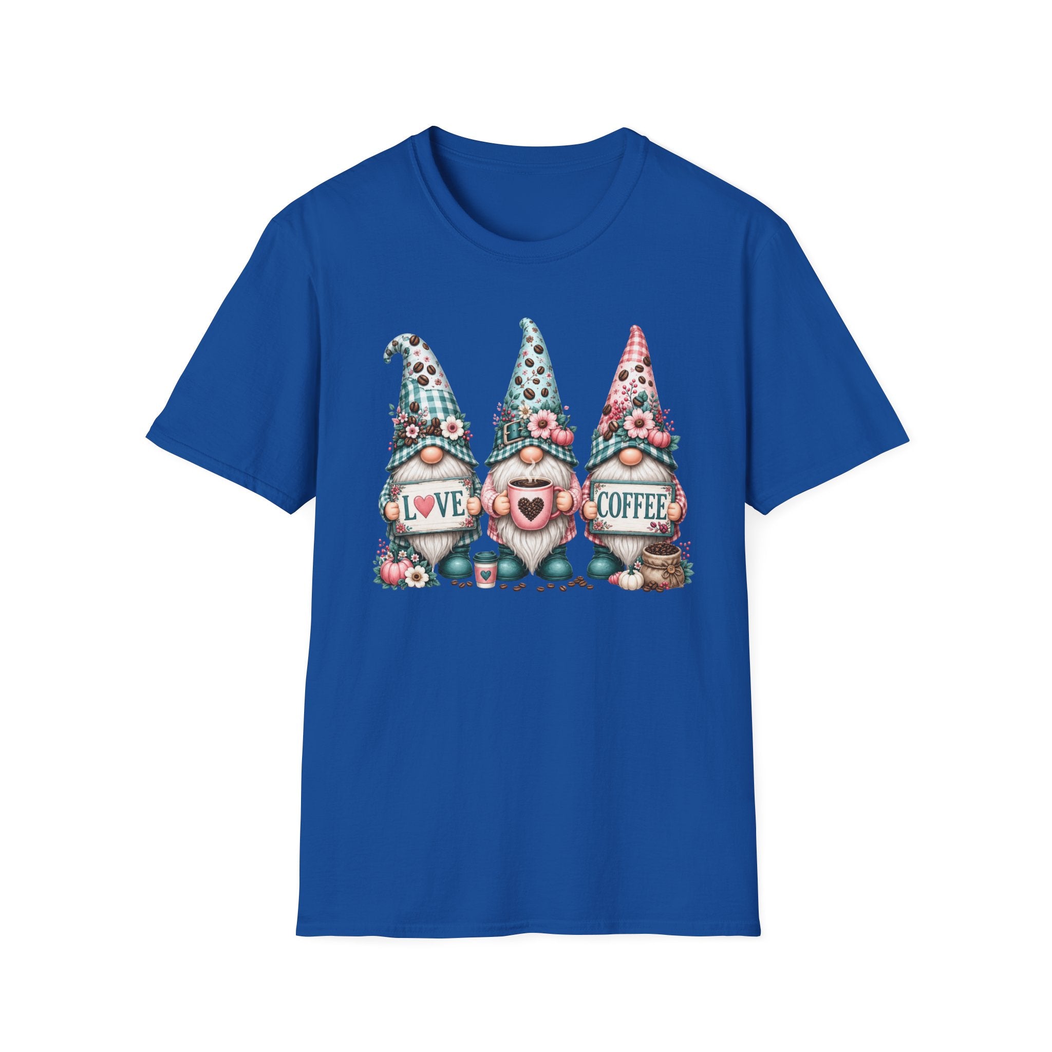 Coffee Love Gnomes T-Shirt — Cute Floral Gnome Coffee Tee