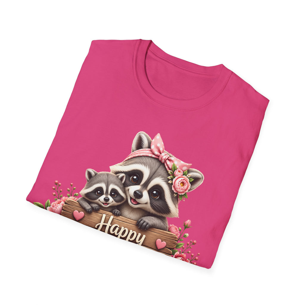 Mother's Day Raccoon T-Shirt - 'Happy Mother's Day' Floral Mom Tee