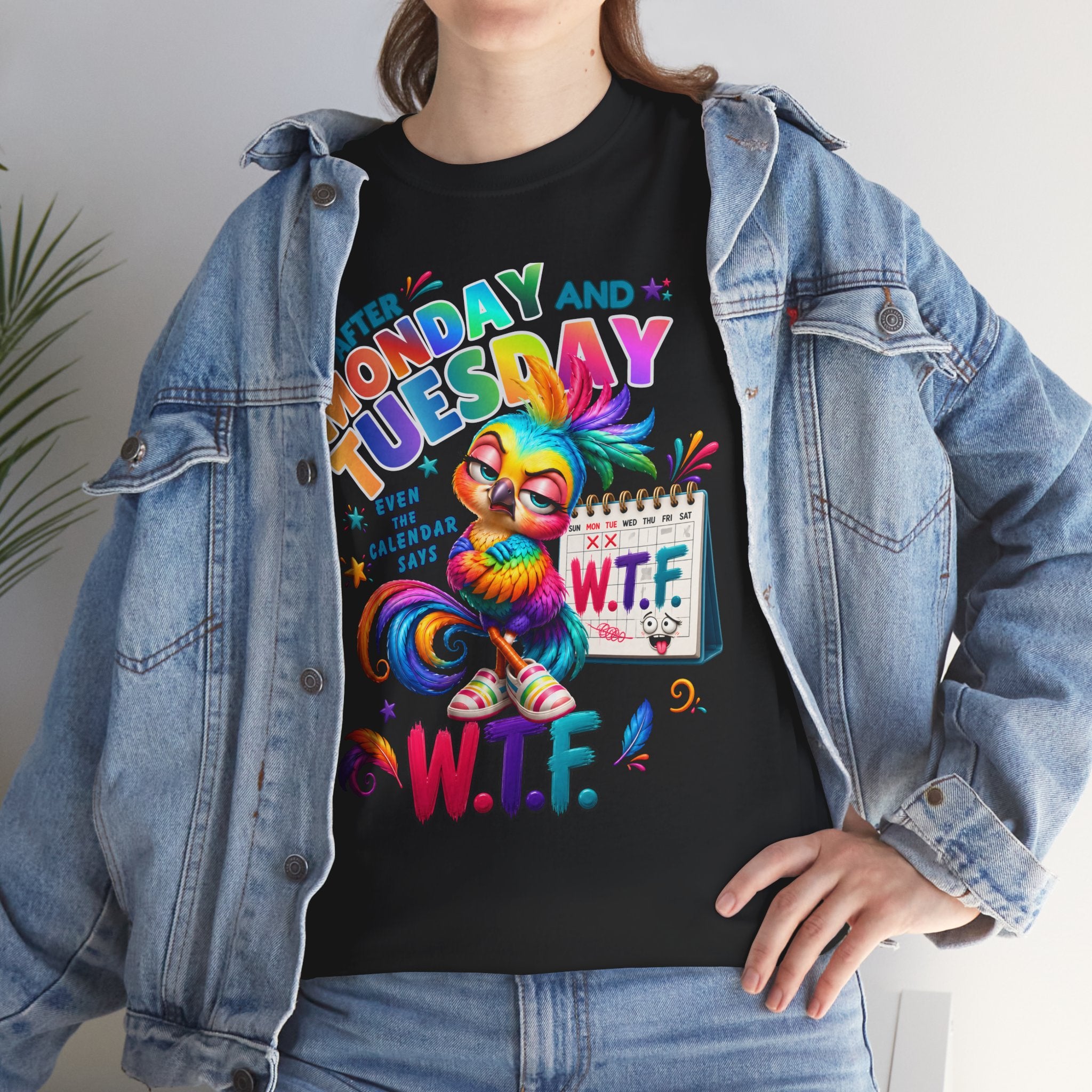 Monday and Tuesday WTF T‑Shirt — Funny Rainbow Sloth Graphic Tee