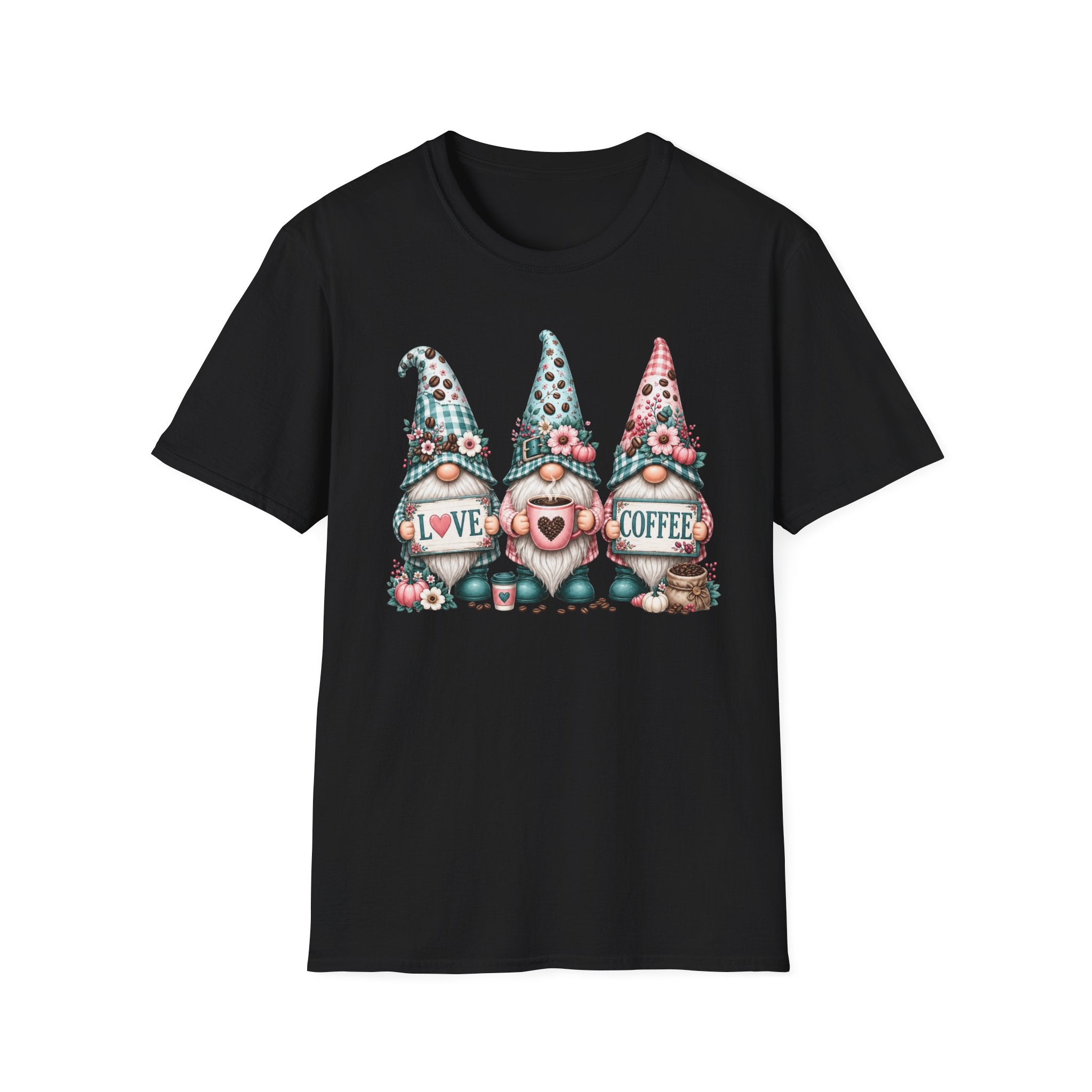 Coffee Love Gnomes T-Shirt — Cute Floral Gnome Coffee Tee