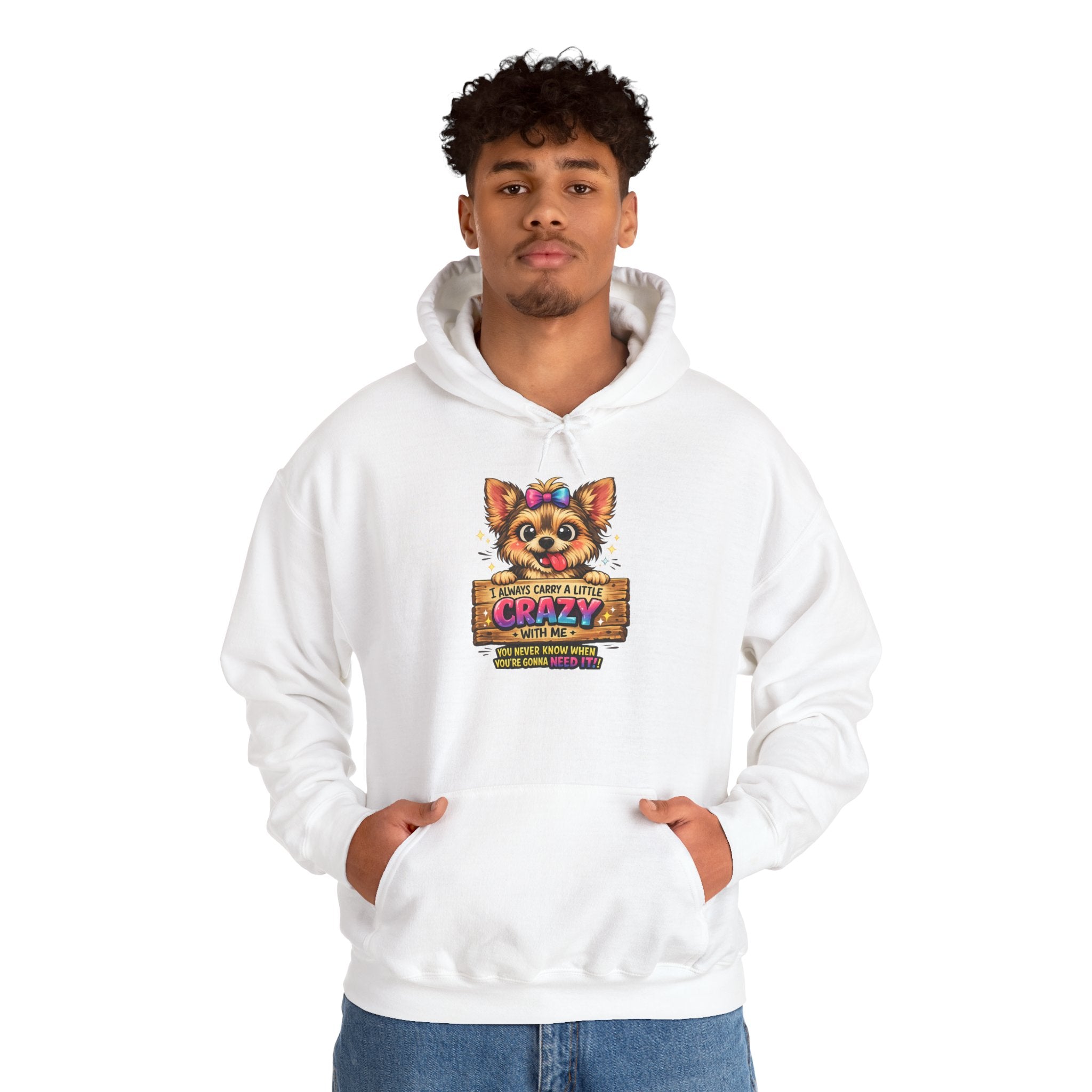 Dog Mom Hoodie — "Crazy Dog Lady" Cute Yorkie Graphic Pullover