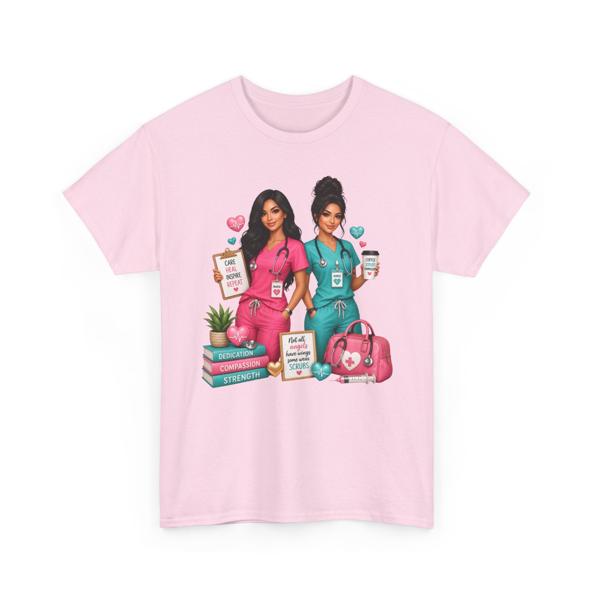 Nurse Besties Graphic Tee — Cute Scrub Nurses Illustration