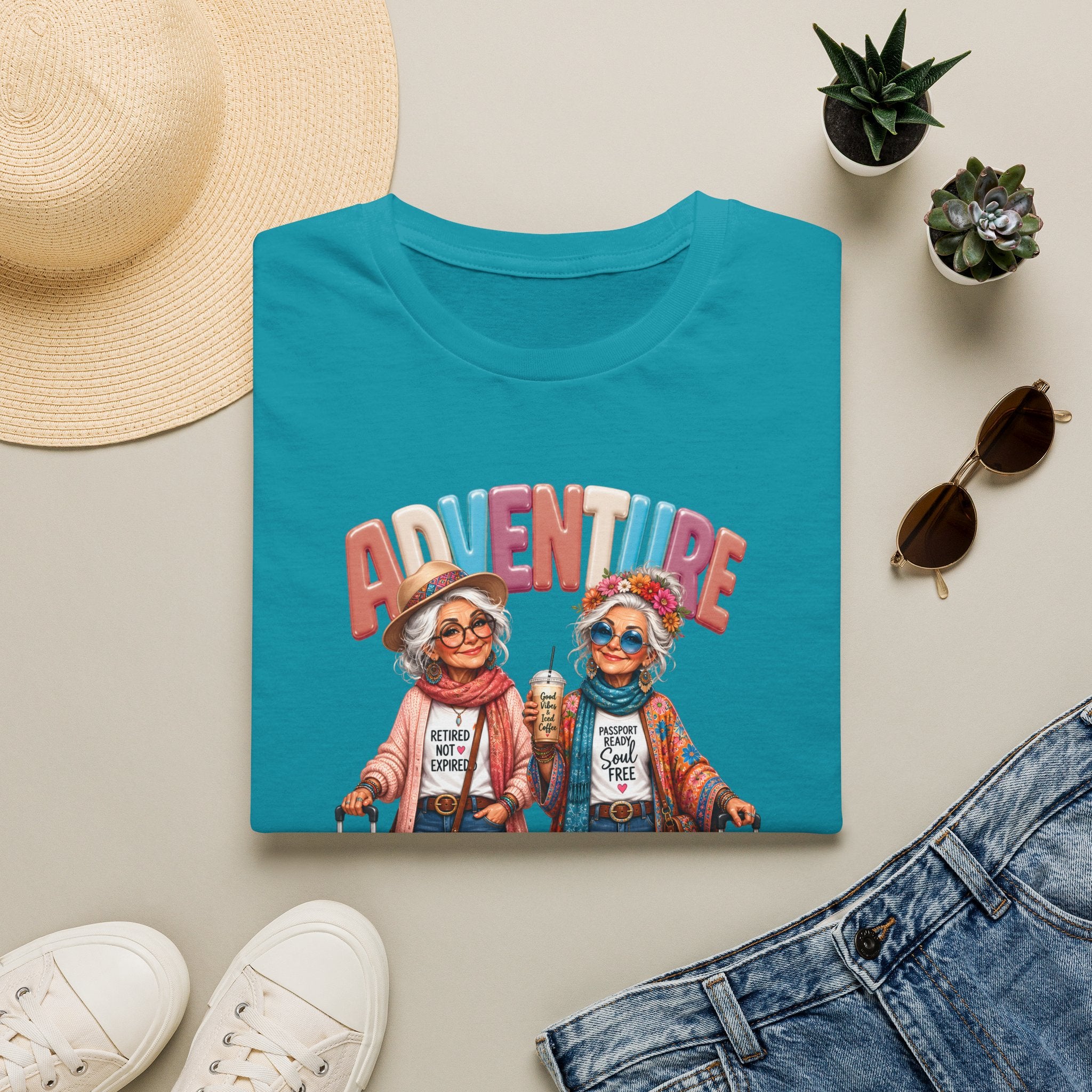Adventure Is My Therapy T‑Shirt — Vintage Travel Grandma Graphic Tee