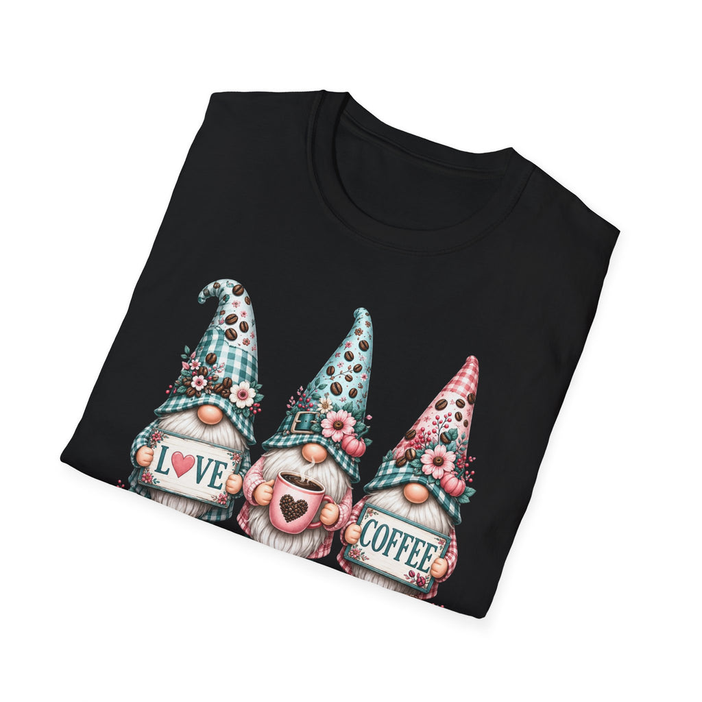 Coffee Love Gnomes T-Shirt — Cute Floral Gnome Coffee Tee