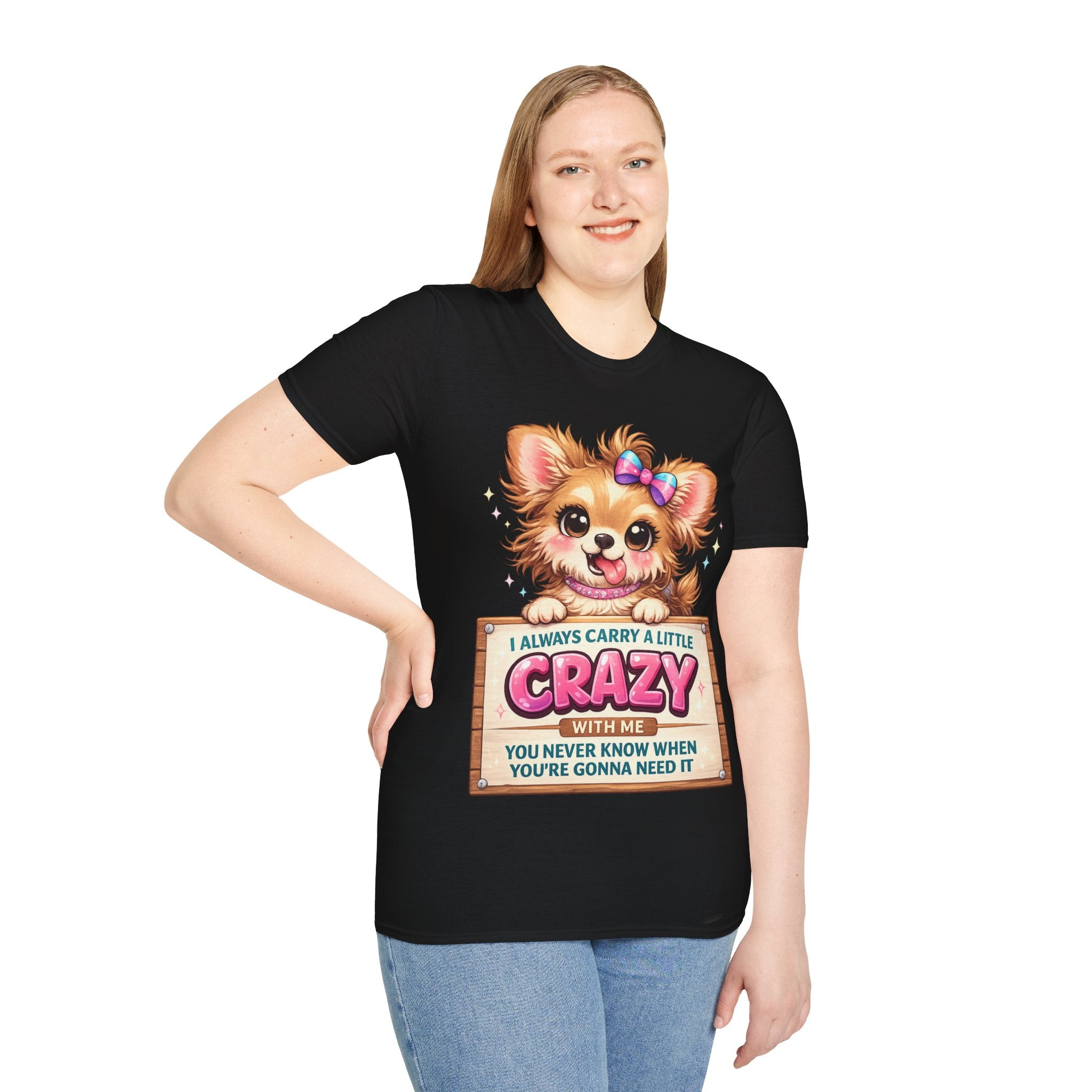 Funny Crazy Dog T-Shirt – Cute Chaos Shirt – Gift for Women Dog Lovers Unisex Softstyle T-Shirt