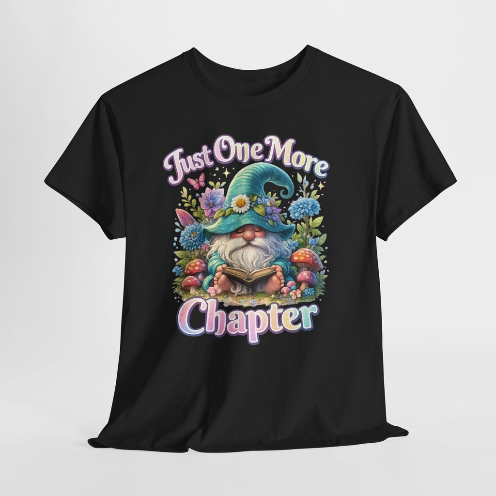 Just One More Chapter Shirt – Book Lover Gift, Cute Reading Gnome T-Shirt, Cozy Reader Tee, Bibliophile Gift, Teacher Gift
