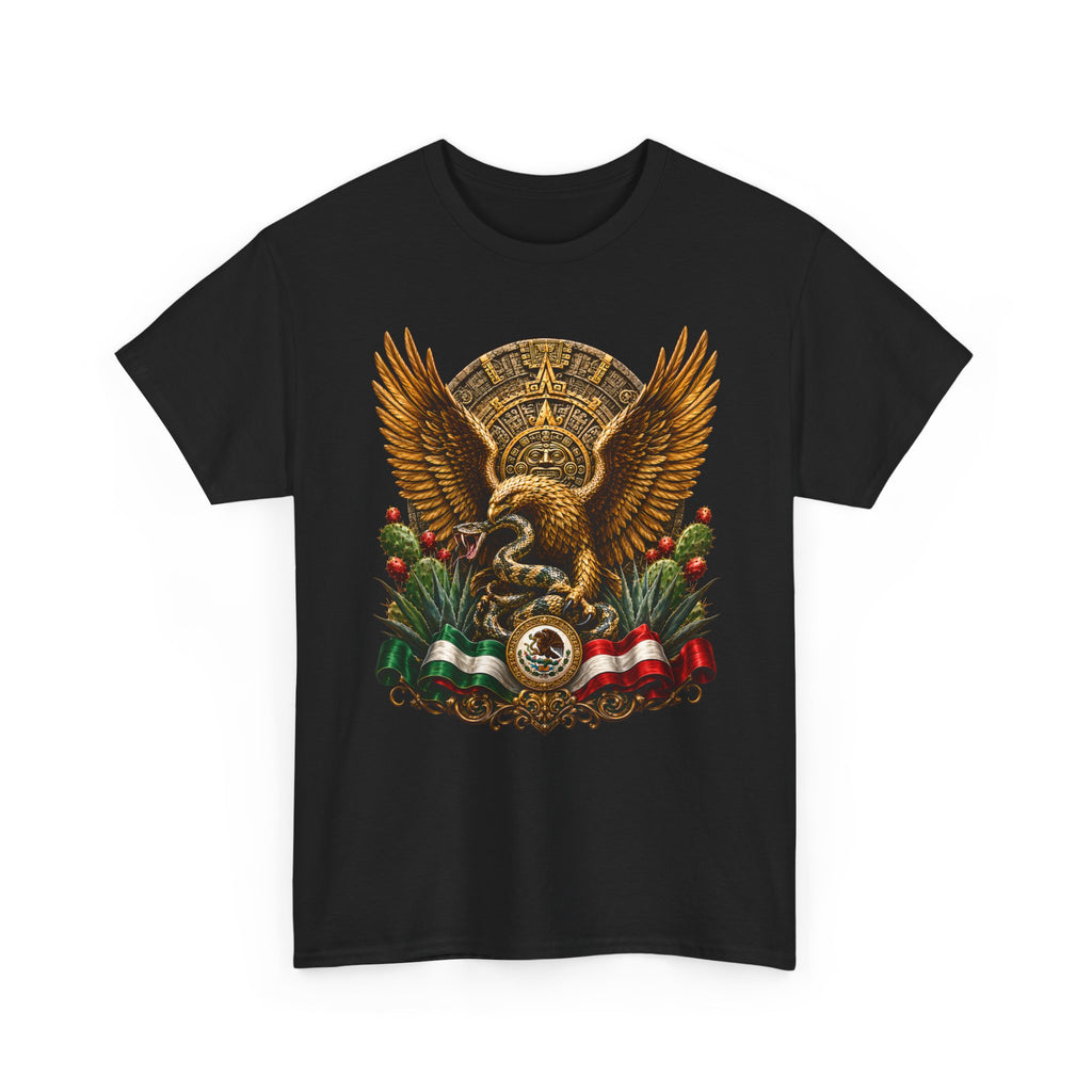 Mexican Eagle Crest T-Shirt — Aztec-Inspired Eagle with Mexican Flag Accents