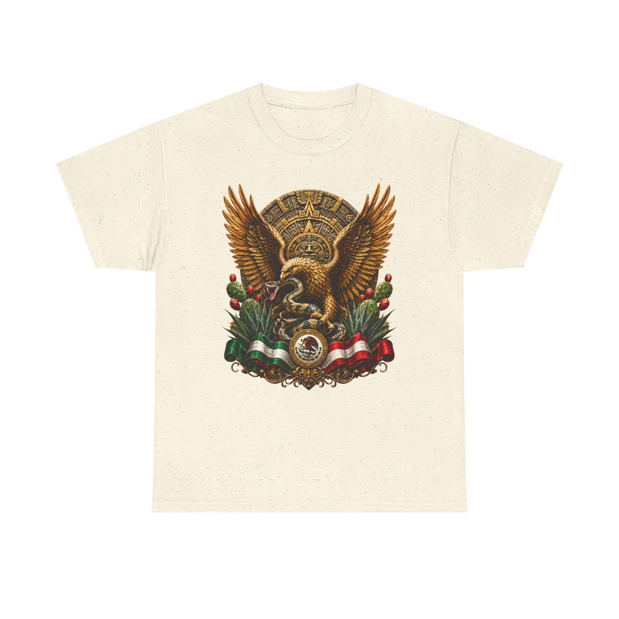 Mexican Eagle Crest T-Shirt — Aztec-Inspired Eagle with Mexican Flag Accents