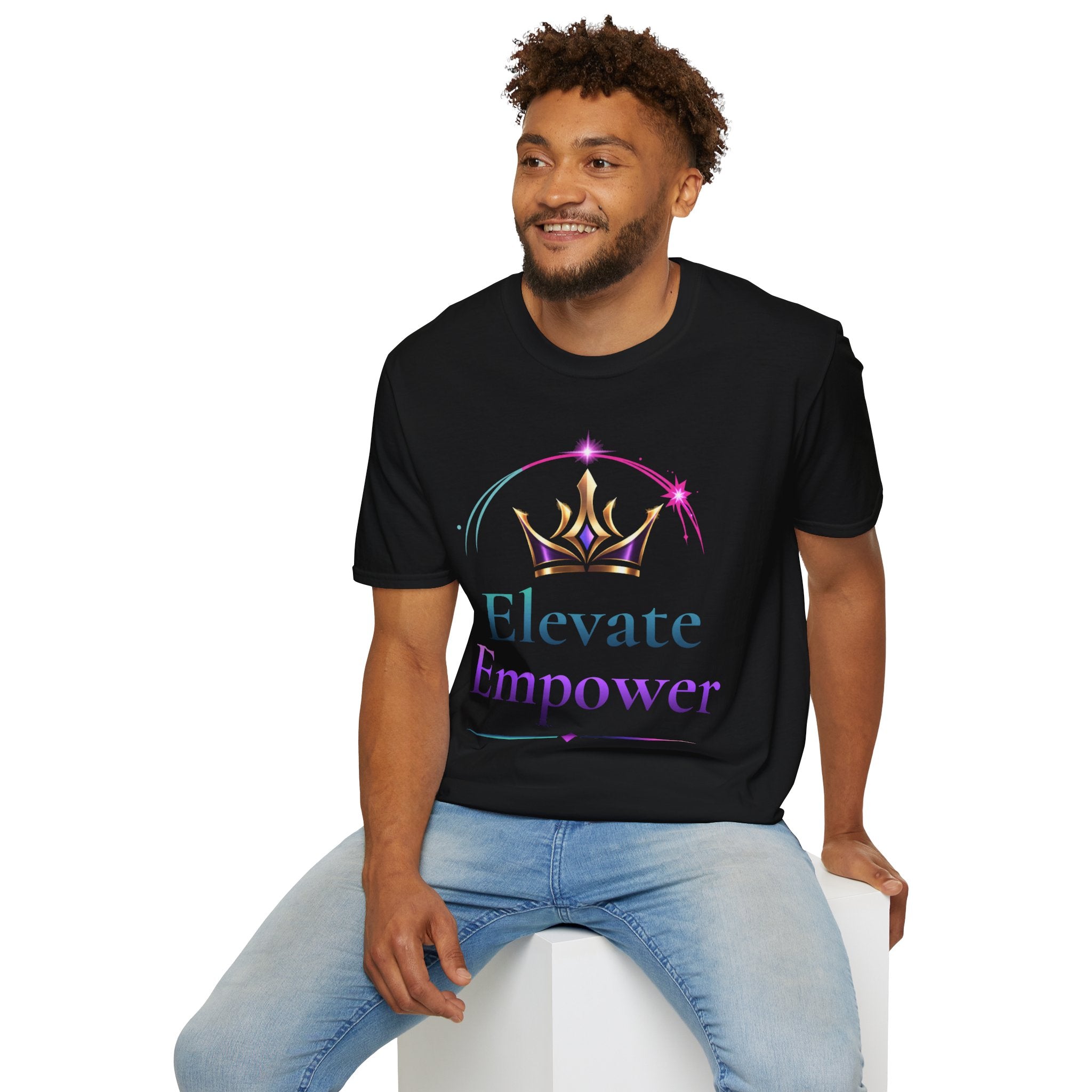 Motivational Crown T-Shirt – Elevate Empower Graphic Tee, Inspirational Shirt, Confidence Apparel, Minimalist Streetwear