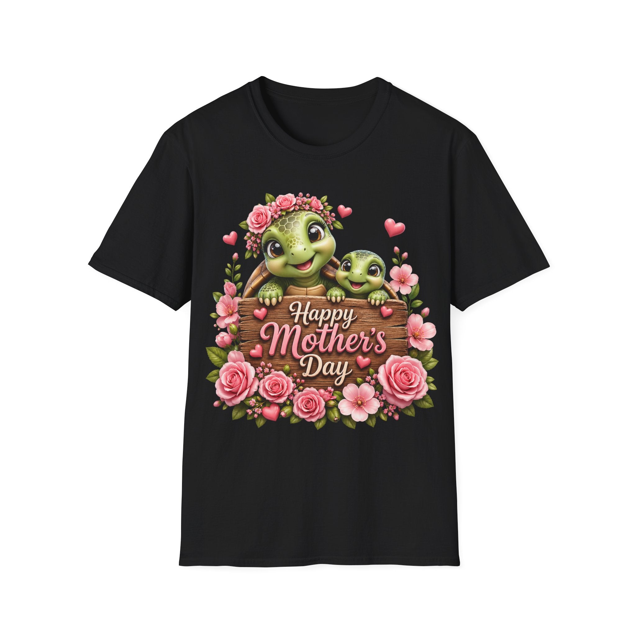 Mother’s Day Turtle T-Shirt — "Happy Mother’s Day" Floral Mom & Baby Design