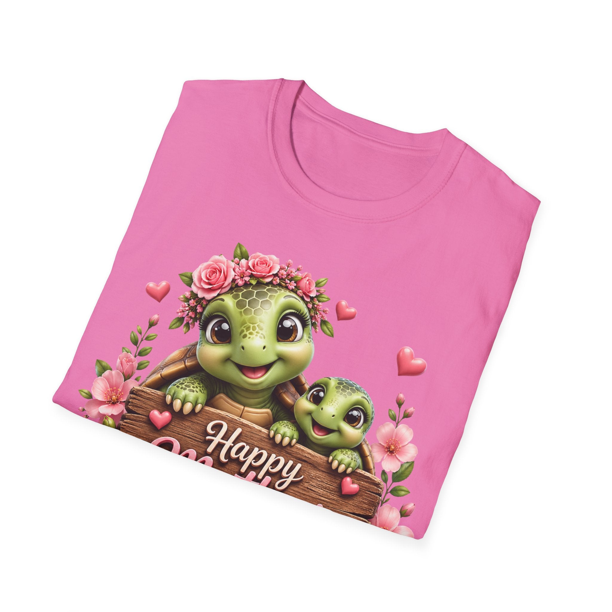 Mother’s Day Turtle T-Shirt — "Happy Mother’s Day" Floral Mom & Baby Design