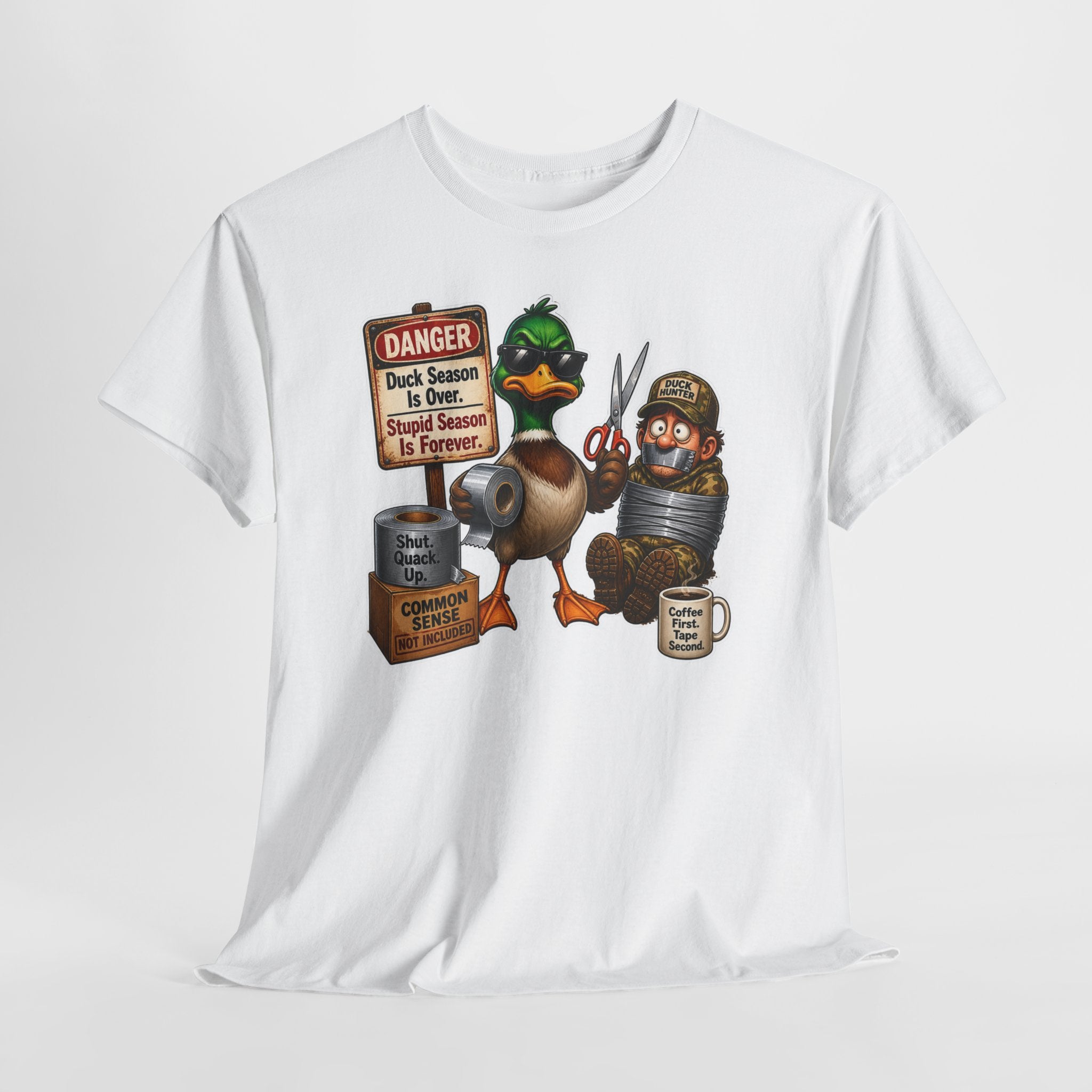 Duck Season Funny Tee — "Duck Season Is Over. Deer Season Is Forever." Hunting Humor T-Shirt