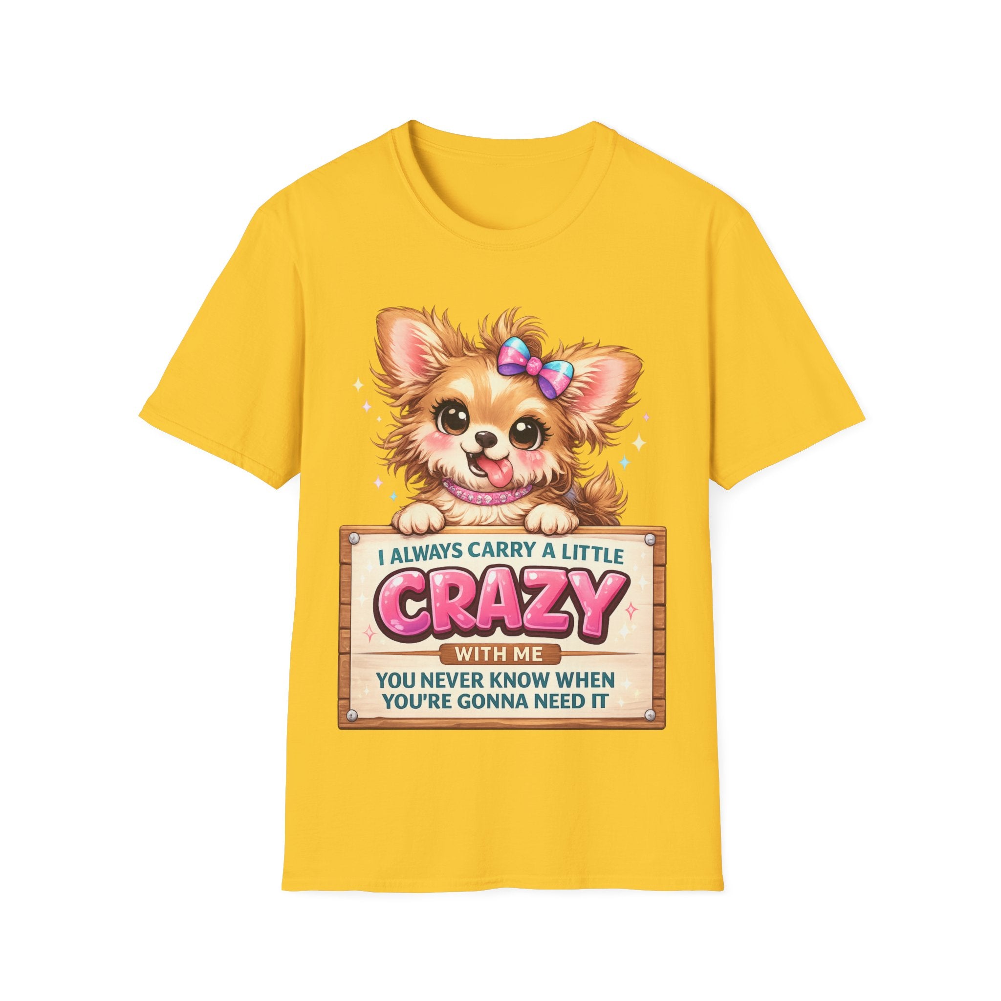 Funny Crazy Dog T-Shirt – Cute Chaos Shirt – Gift for Women Dog Lovers Unisex Softstyle T-Shirt
