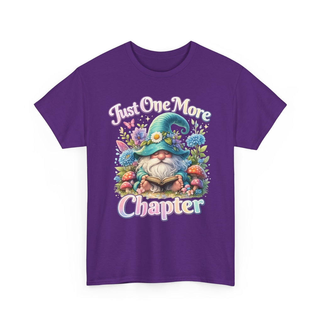 Just One More Chapter Shirt – Book Lover Gift, Cute Reading Gnome T-Shirt, Cozy Reader Tee, Bibliophile Gift, Teacher Gift