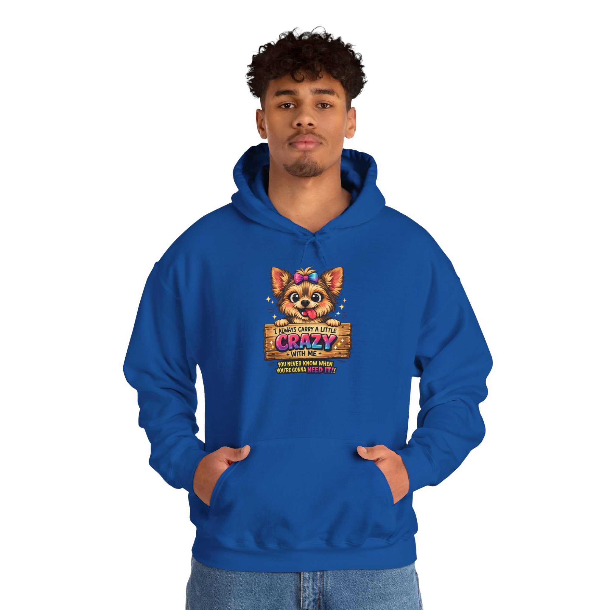 Dog Mom Hoodie — "Crazy Dog Lady" Cute Yorkie Graphic Pullover