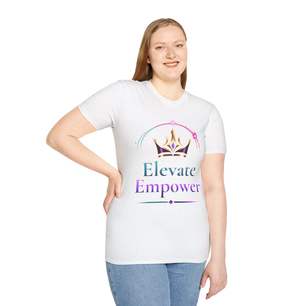 Motivational Crown T-Shirt – Elevate Empower Graphic Tee, Inspirational Shirt, Confidence Apparel, Minimalist Streetwear