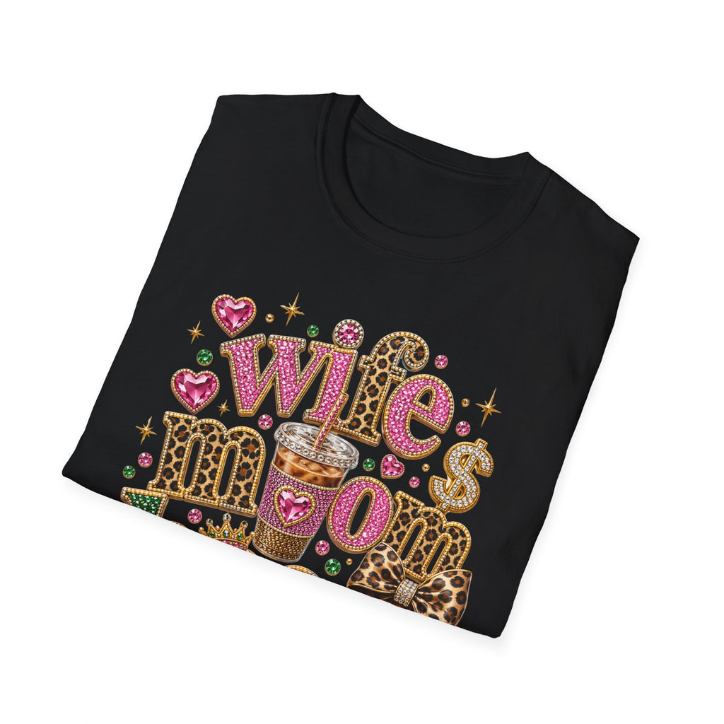 Wife Mom Boss Graphic T-Shirt — Leopard & Glitter Mom Life Tee