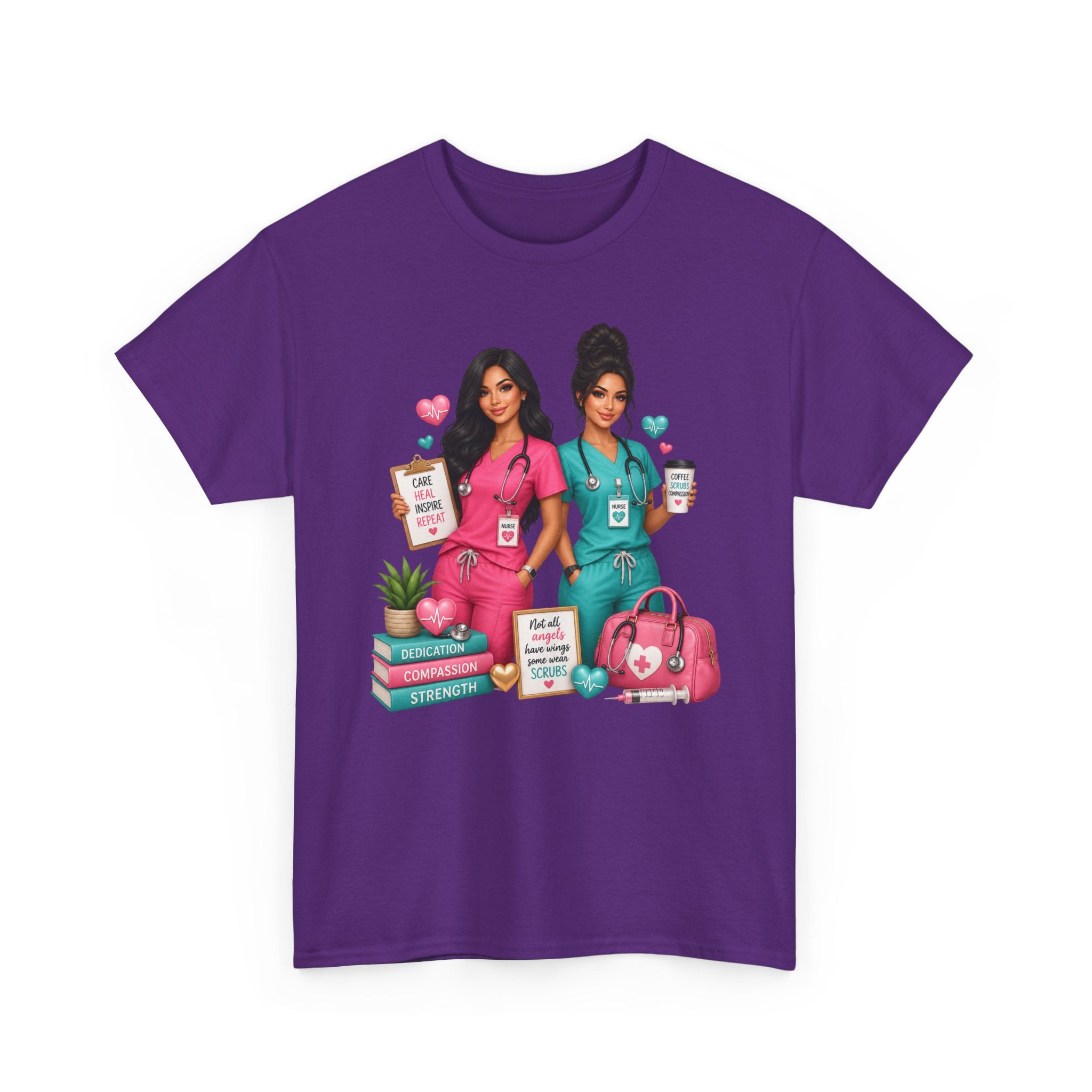 Nurse Besties Graphic Tee — Cute Scrub Nurses Illustration