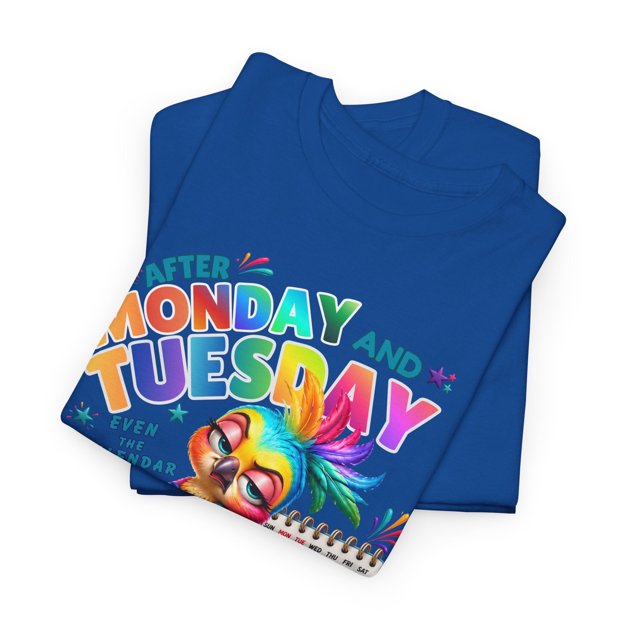 Monday and Tuesday WTF T-Shirt – Funny Colorful Rooster Graphic Tee