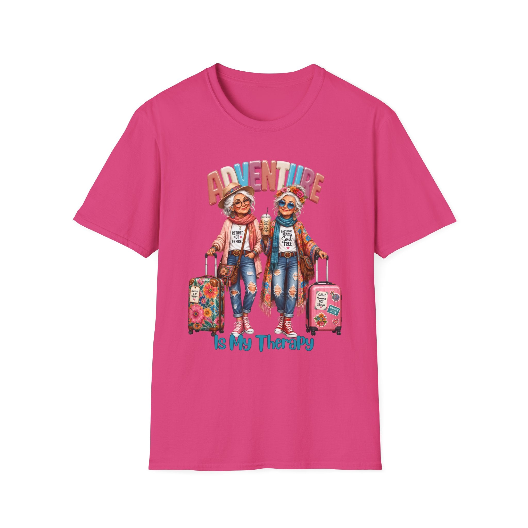 Adventure Is My Therapy T‑Shirt — Vintage Travel Grandma Graphic Tee