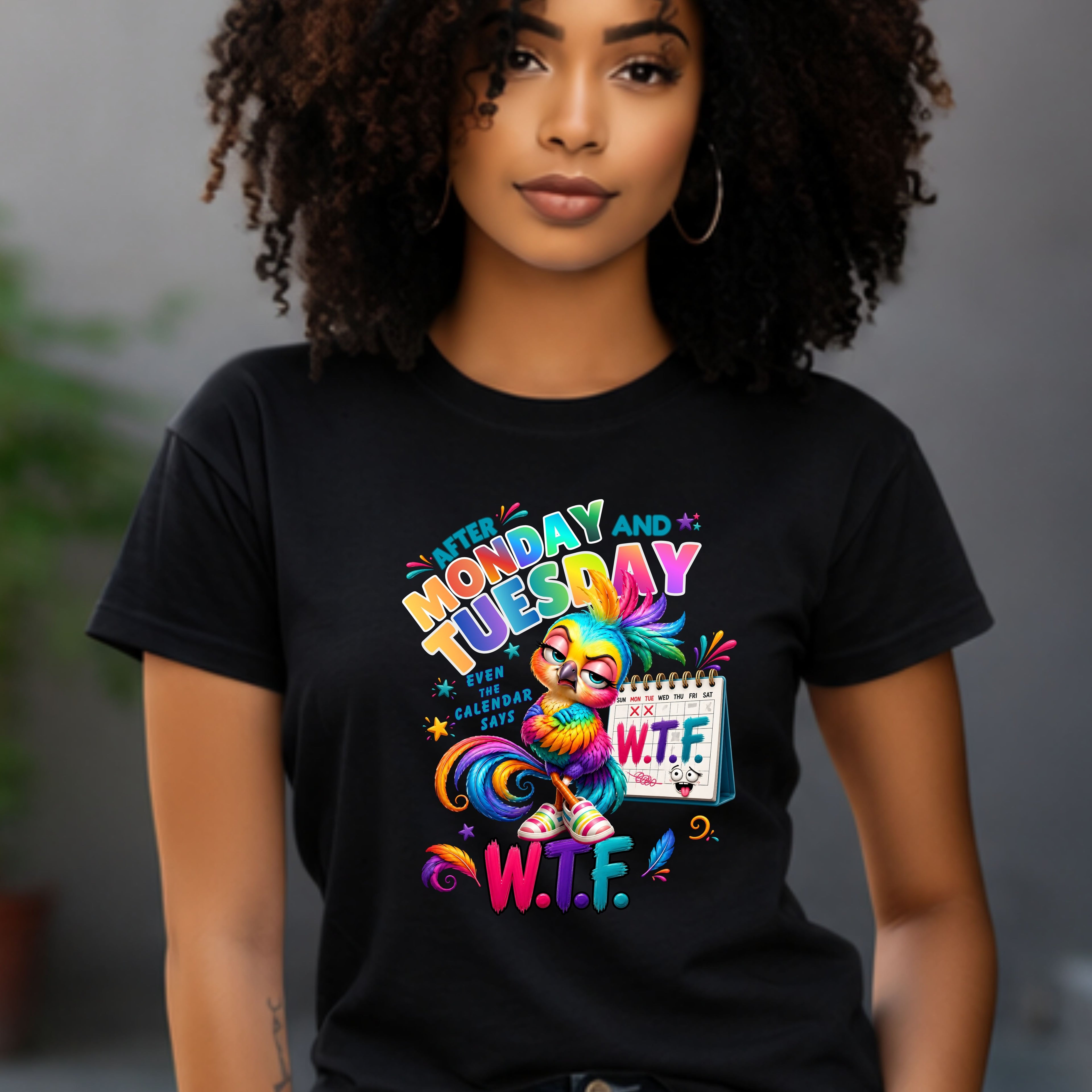 Monday and Tuesday WTF T‑Shirt — Funny Rainbow Sloth Graphic Tee