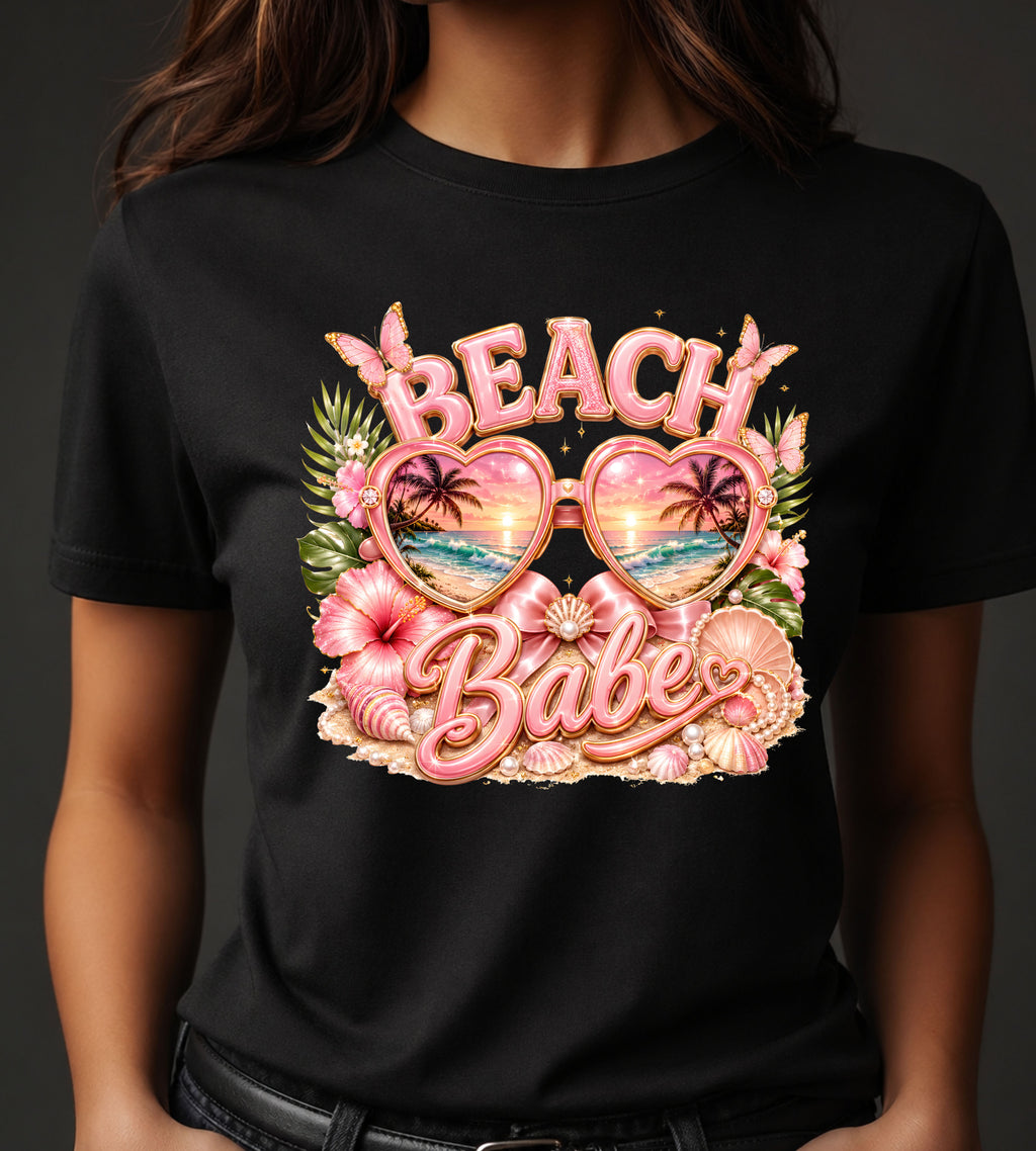 Beach Babe T-Shirt – Retro Tropical Sunglasses Graphic