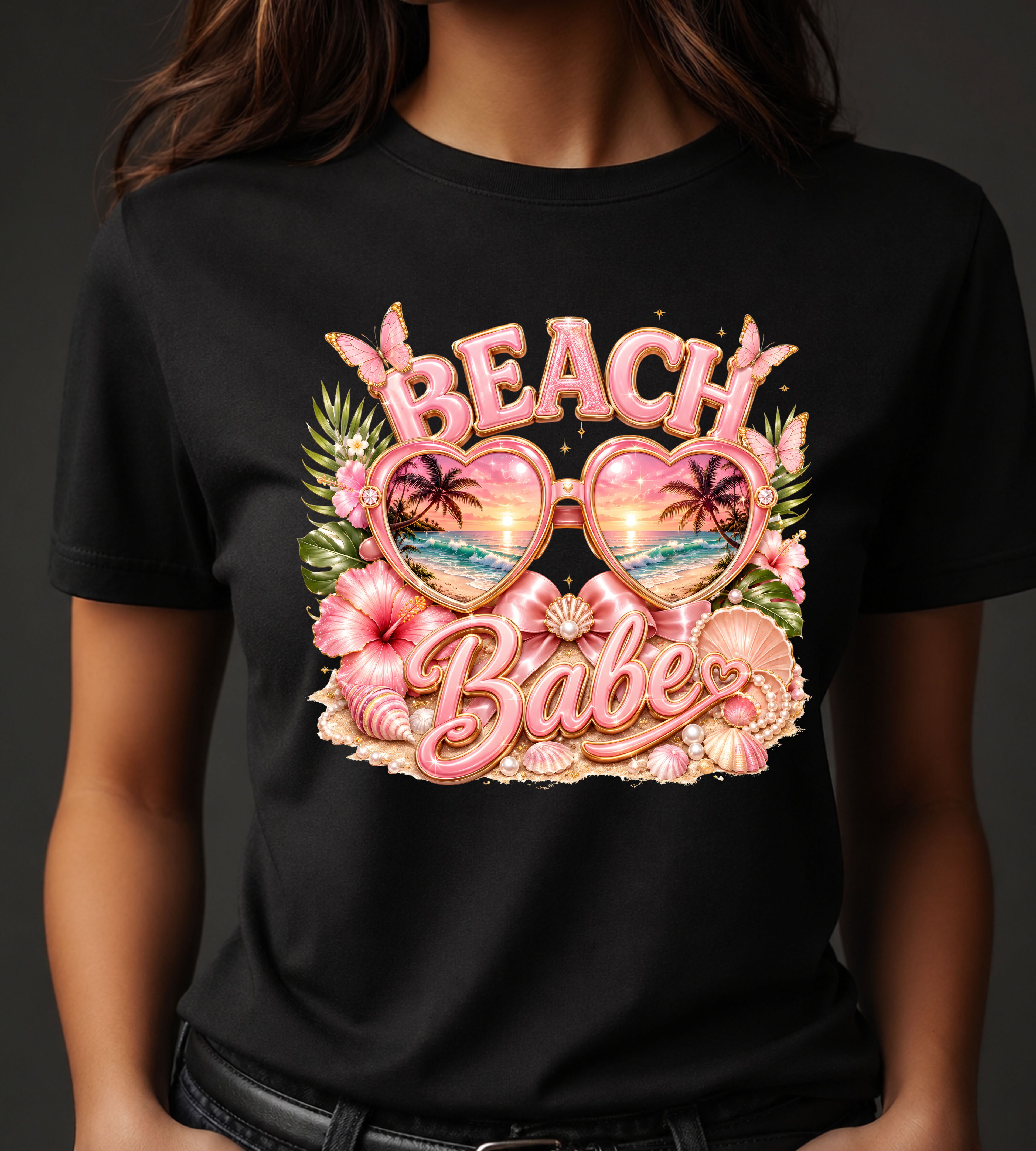 Beach Babe T-Shirt – Retro Tropical Sunglasses Graphic